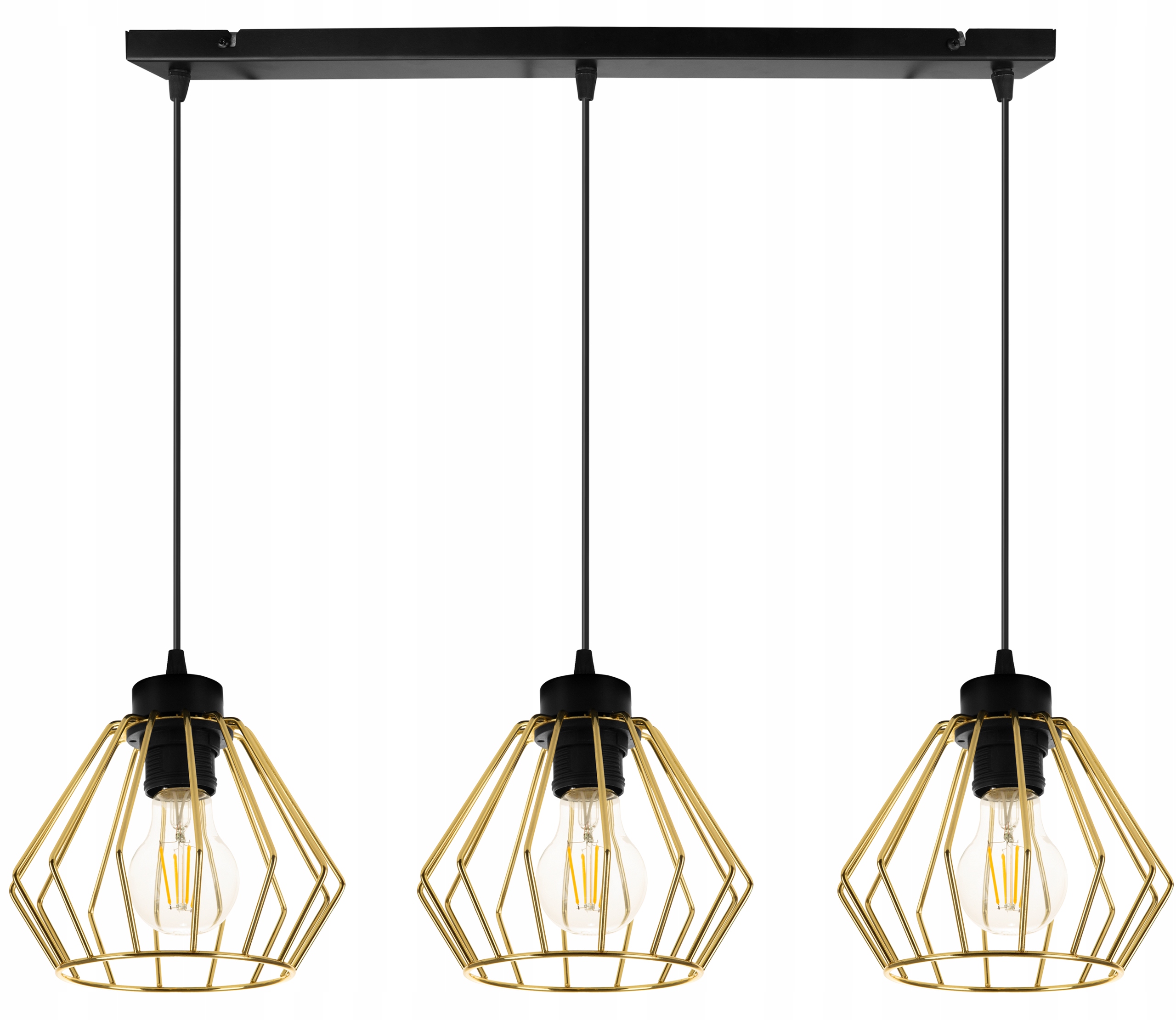 Závesná Stropná Lampa Luster Trojzlatá Čierna Loft Lišta Nad Stôl