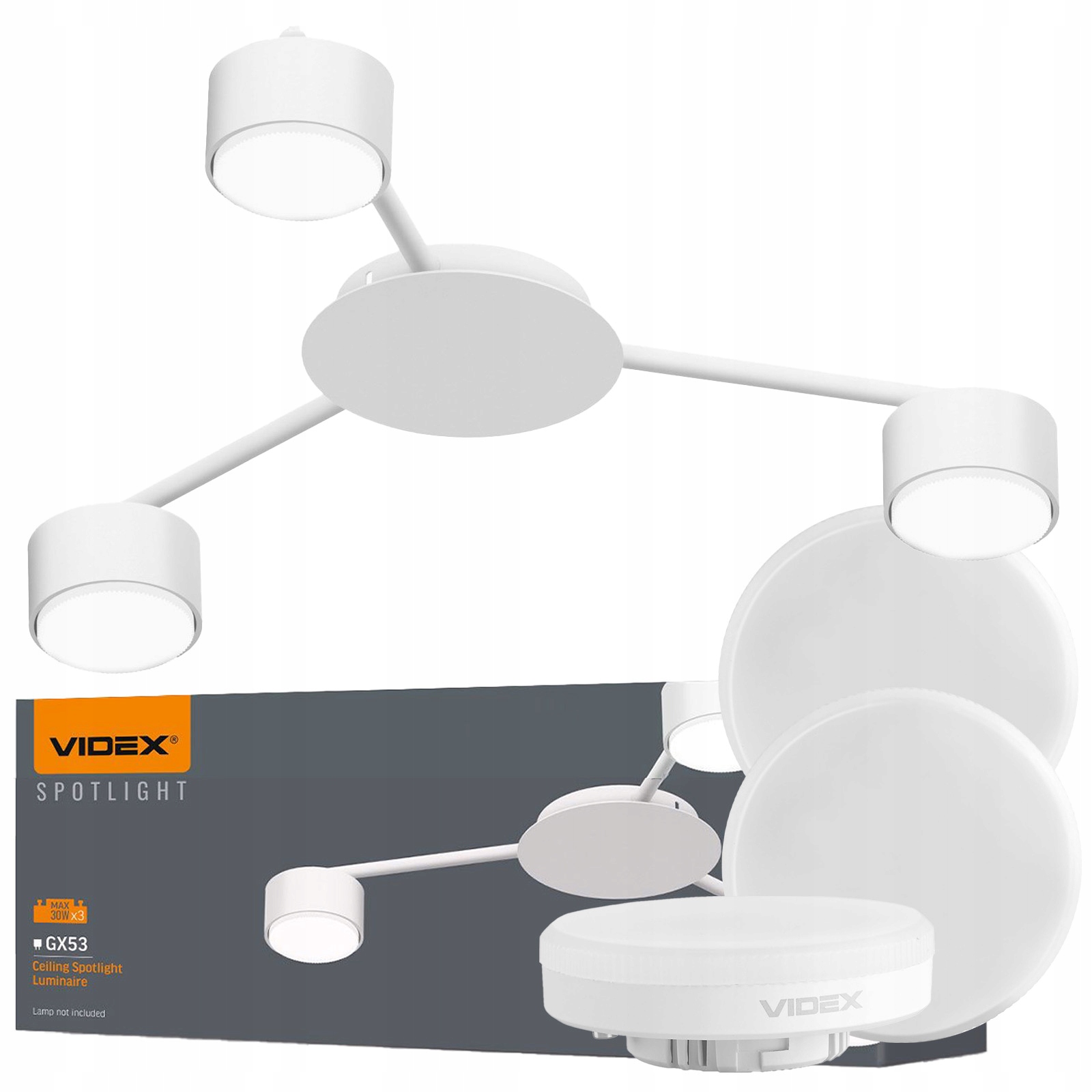 Stropní svítidlo 3x GX53 Led žárovka GX53 8W 730lm 4000K 140° Moderní