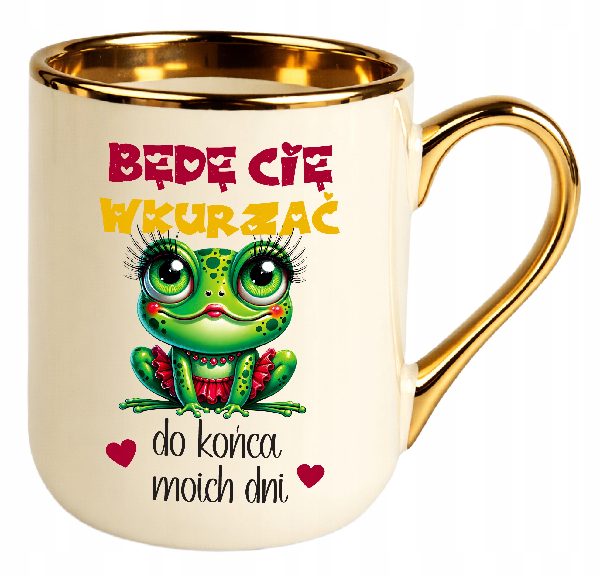 Kubek Elegant kremowy Walentynki Będę Cie wkurzać do końca dla niej niego