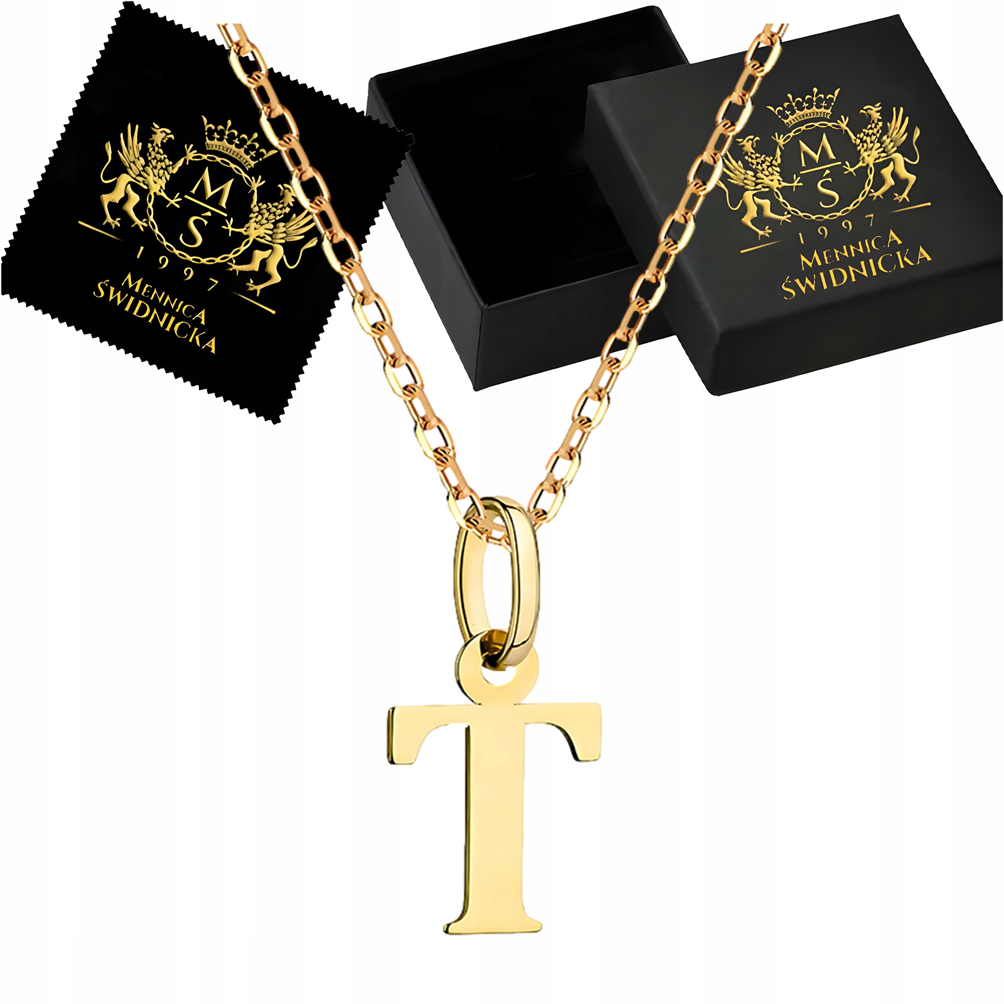 Zlatý náhrdelník Písmeno T Přívěsek a Řetízek Ankr Zlato 585 pro ženy