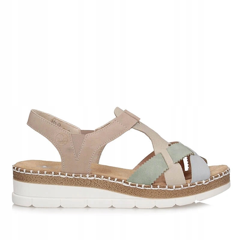 Dámské sandály Rieker V1269-90 béžové s nazouvacím podpatkem