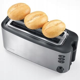 SEVERIN Toster Długi Na 4 Kromki Z Podgrzewaczem 1400W Czarny Stal — miniatura 7