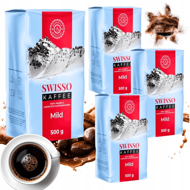 Kawa mielona aromatyczna 100% Arabica Swisso Kaffee Mild 4x500g