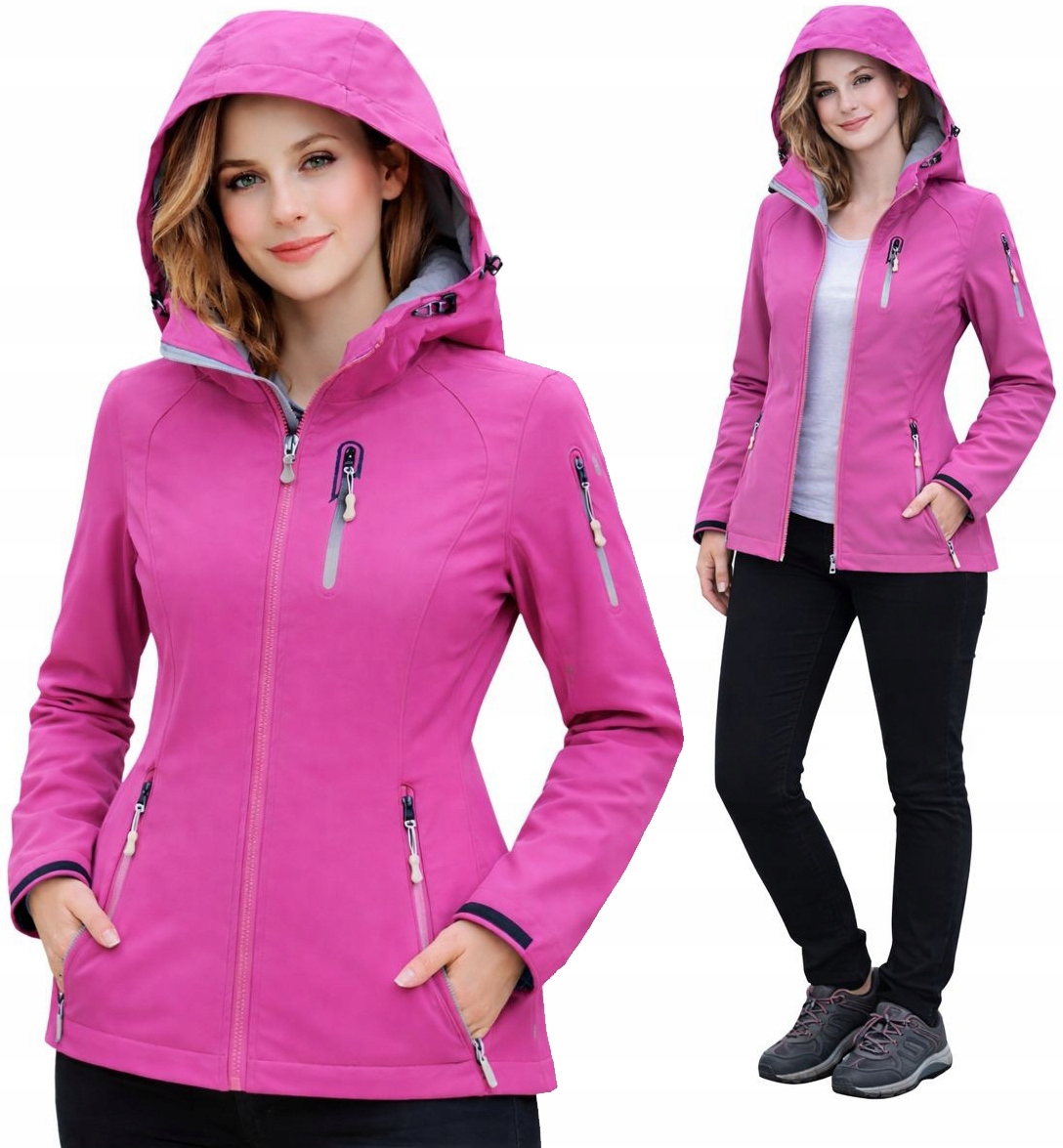 Kurtka Sportowa Damska Softshell 5.000 Membrana Woodoodporna Z Kapturem S