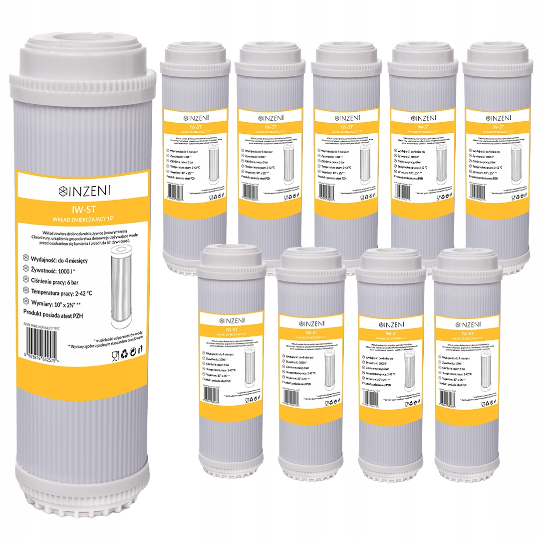 Filtrační změkčovací vložka na tvrdou vodu 10 ks Inzeni Iw-st 10 palců výkonná