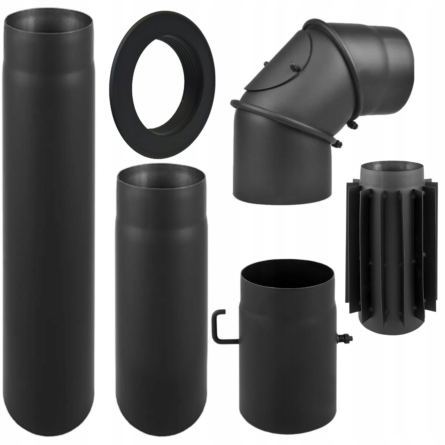 Připojovací sada pro krbová kamna, průměr 120 mm, trubky, koleno, chladič