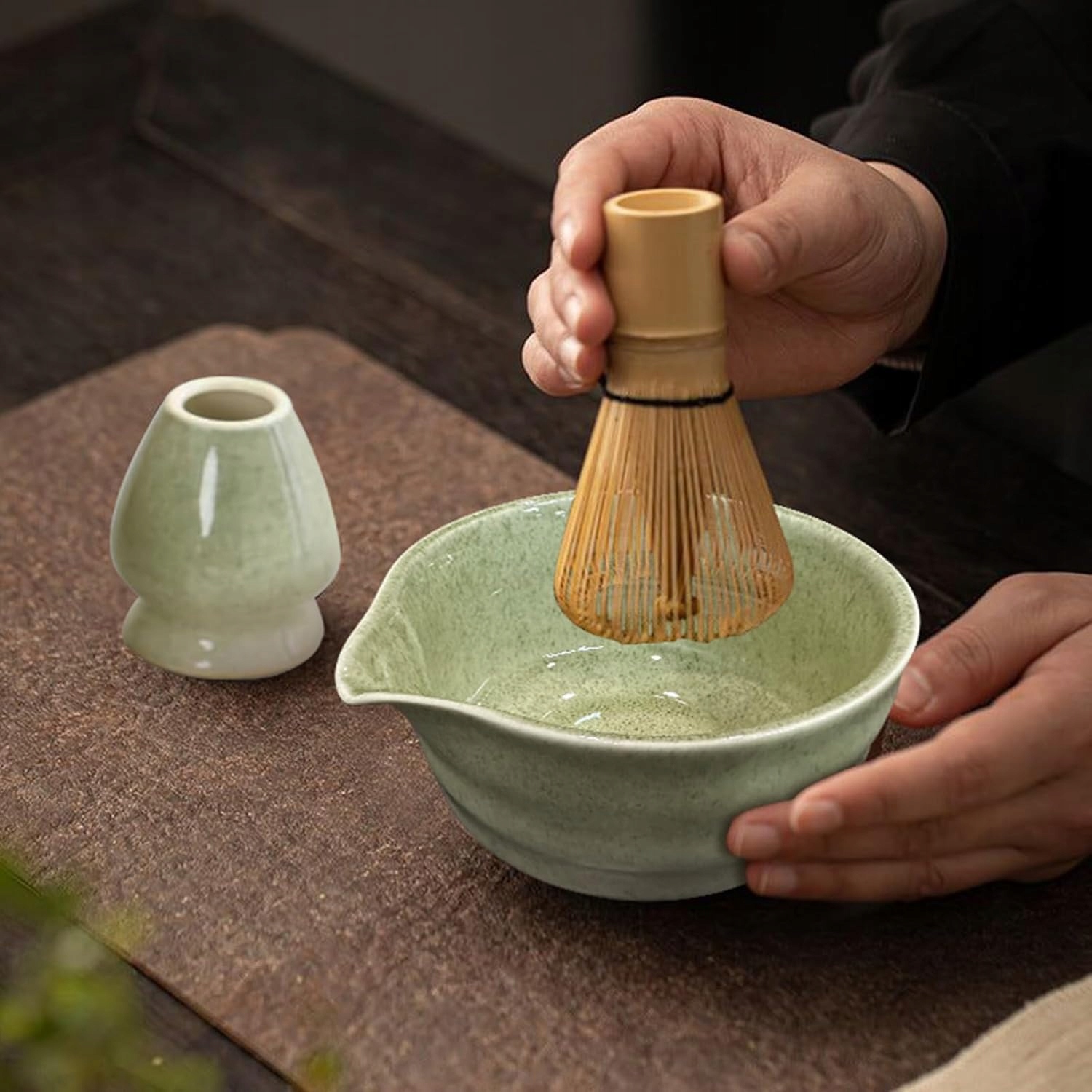 Dovanų matcha rinkinys 4 dalių su japoniškais priedais