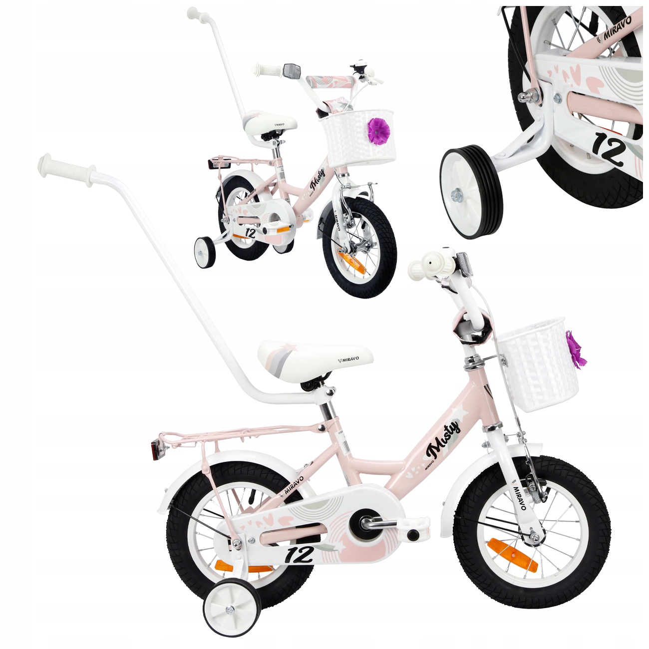 Rowerek Dziecięcy 12 Cali Rower Dla Dziewczynki Koszyk I Prowadnik