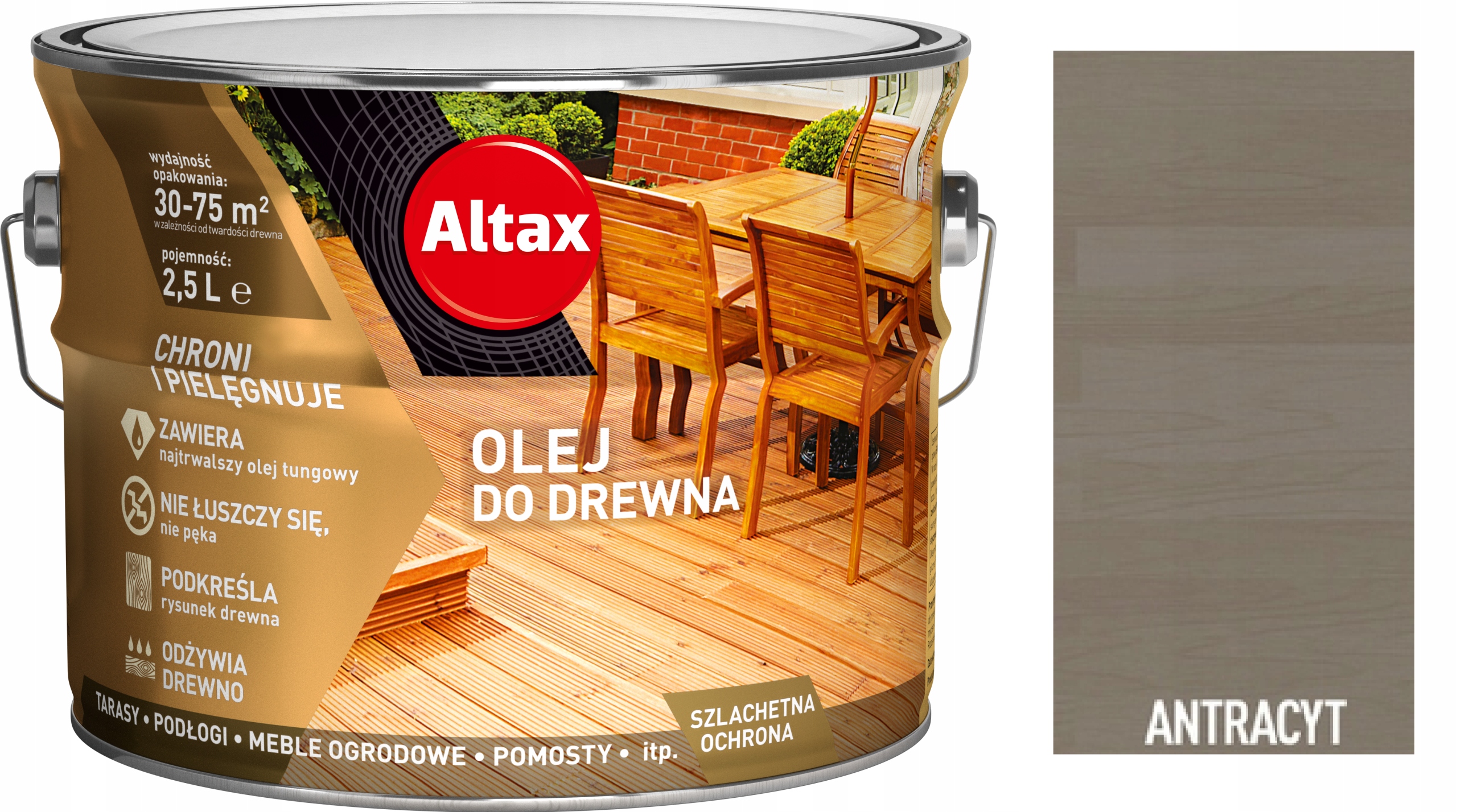 

Altax olej do drewna mebli tarasów 2,5L Antracyt