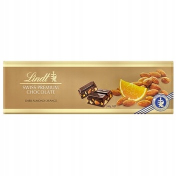 1x 300 g Lindt čokoláda swiss premium chocolate dark gold almond orange