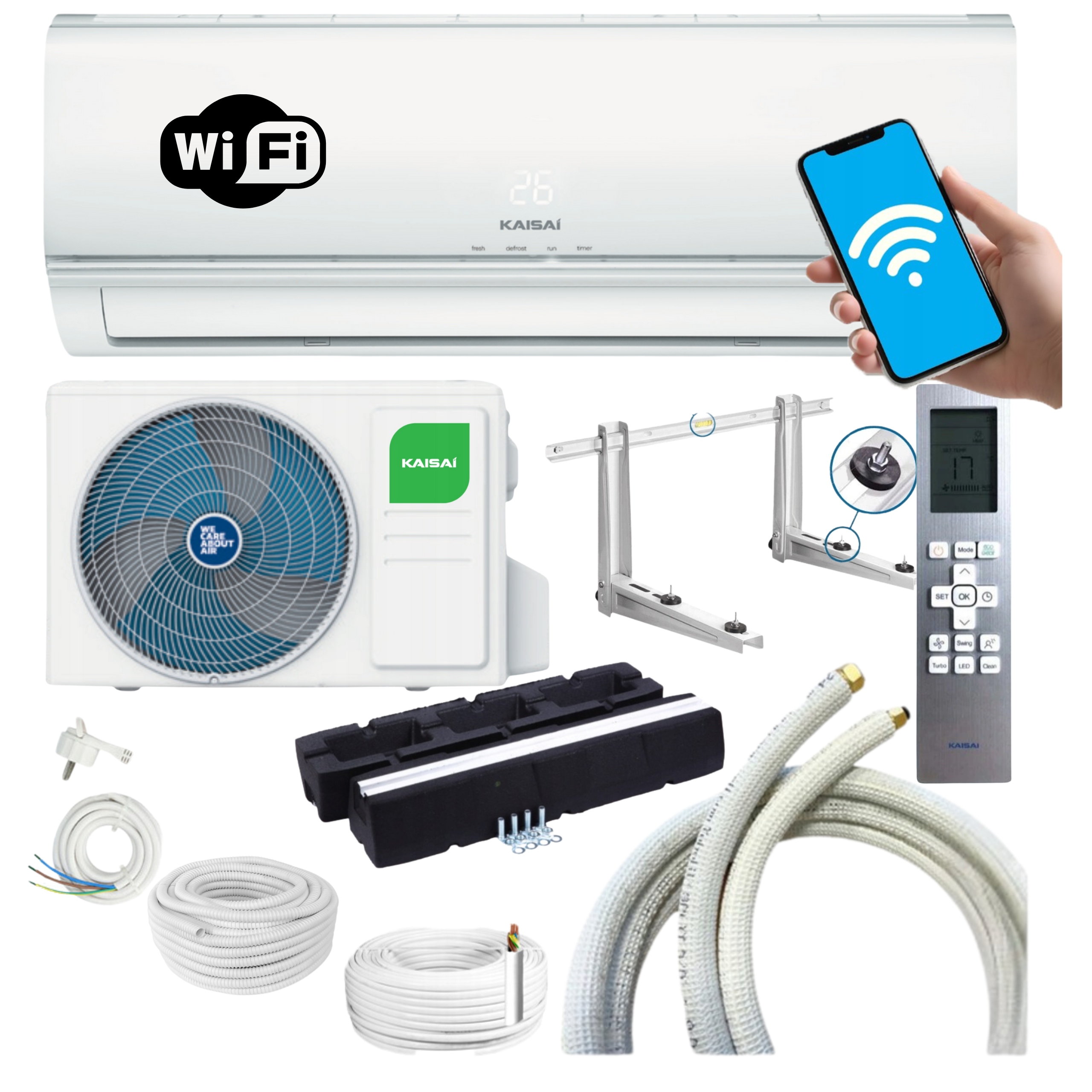 Klimatizácia Kaisai Eco 2,6 kW Ohrievač Hotová Montážna Sada Wifi