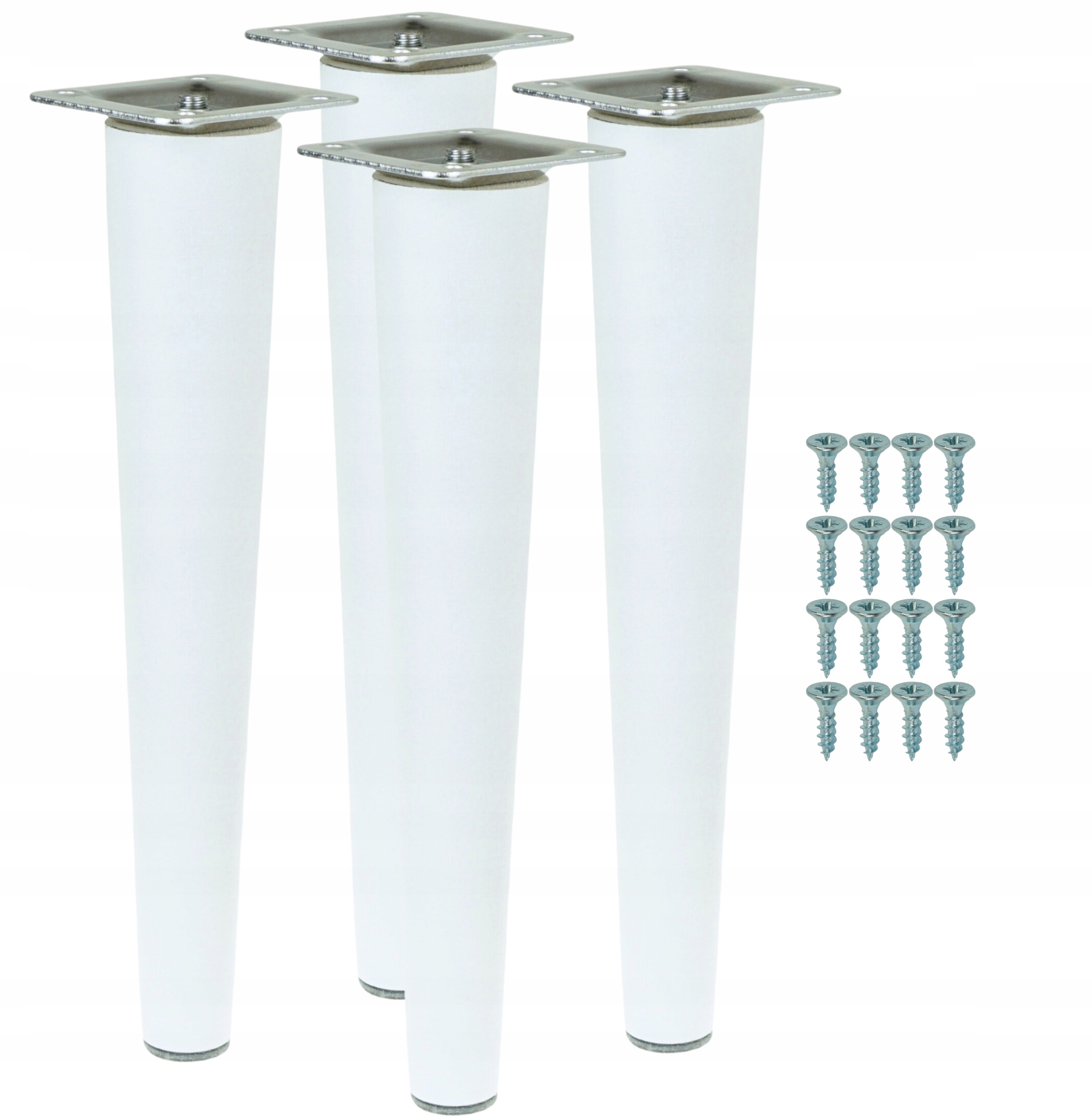 Dřevěné nohy 35 cm, nohy bukové bílé, sada s plechem a vruty