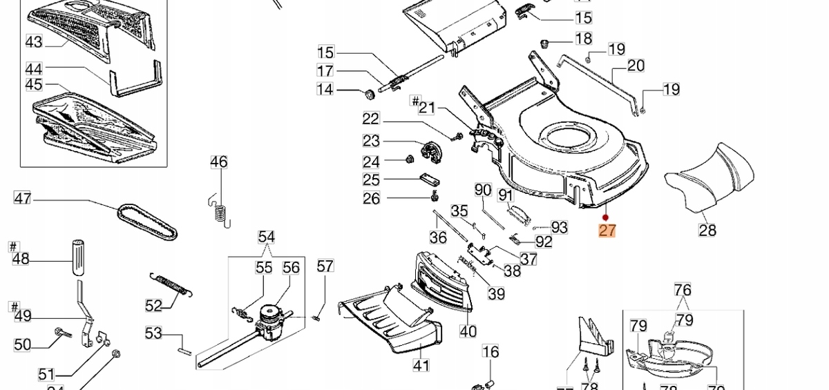 Obudowa kosiarki Oleo-Mac GMC 53 / GV 53 ALL ROAD 4 (66070733AR) Typ kosisko