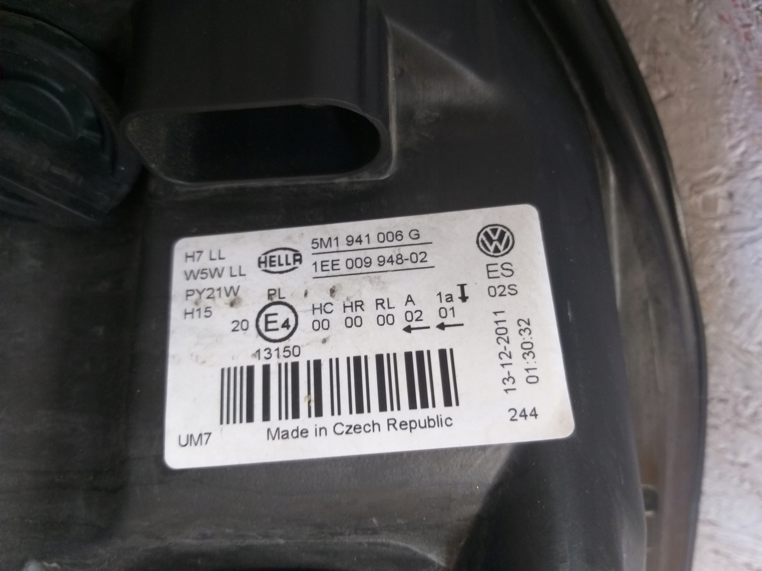 LIGHT FRONT RIGHT VW GOLF 6 VI PLUS + 5M1941006G