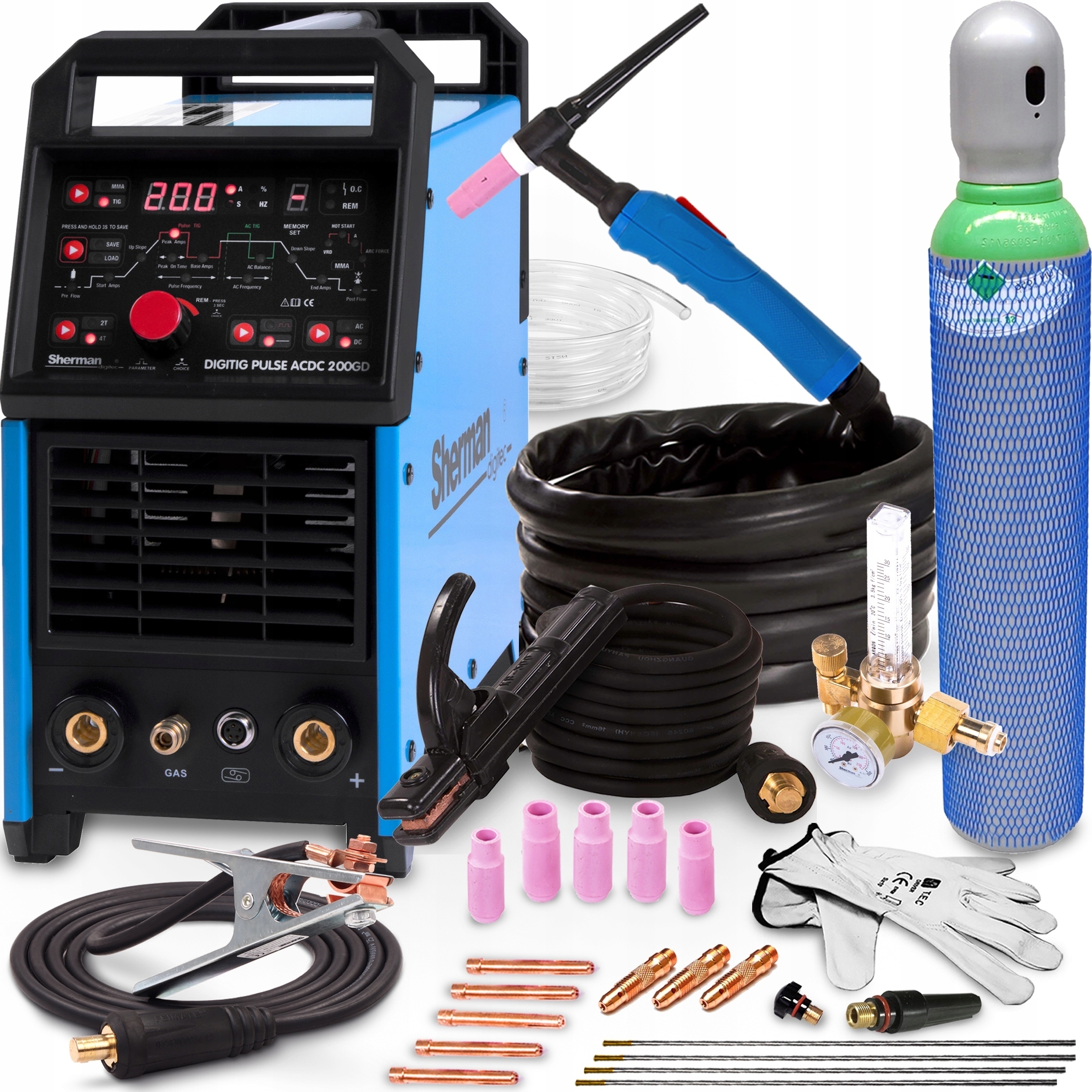 Invertorová Svářečka Sherman Tig 200 Gd Puls Ac DC Mma 200A 230V Alu Igbt