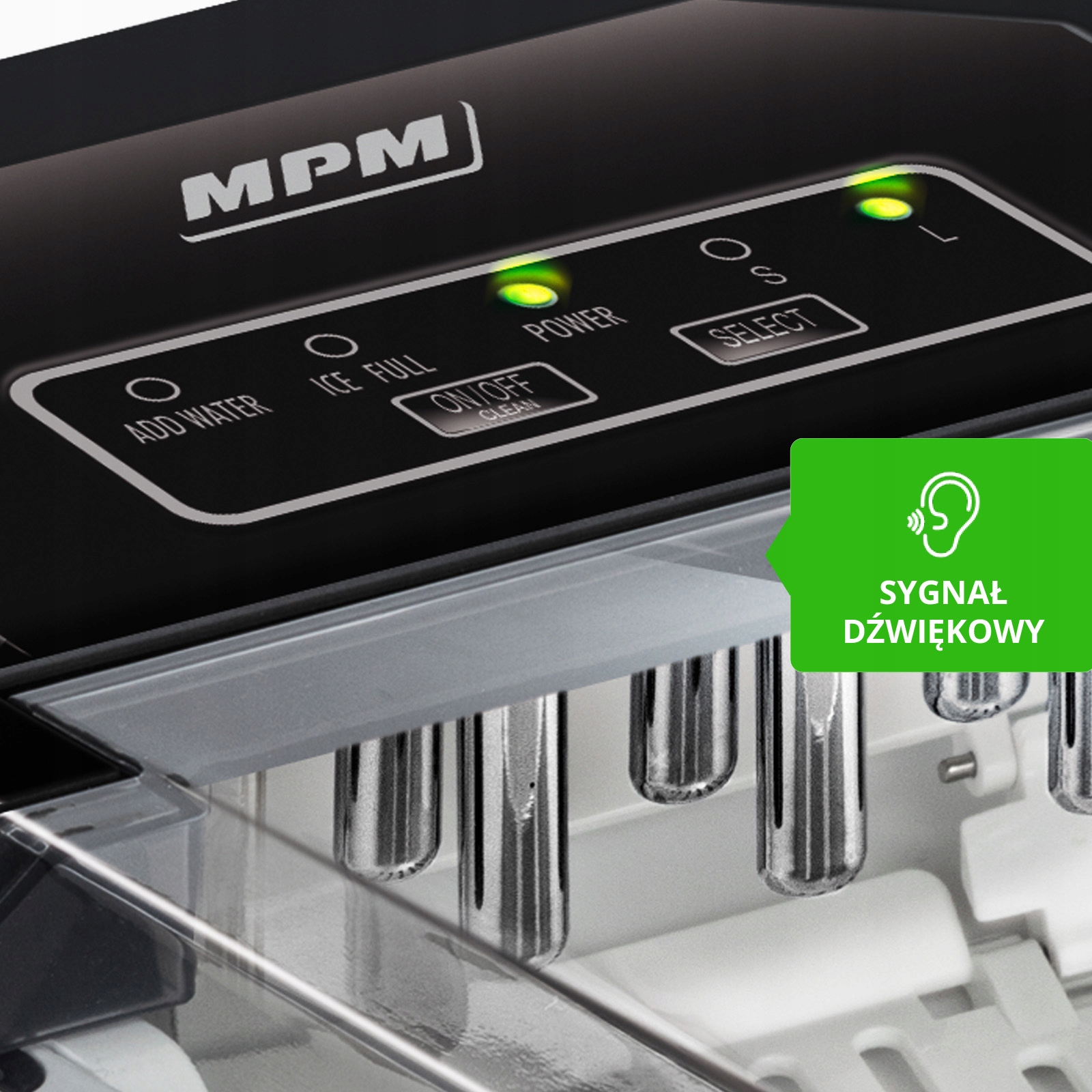 Kostkarka do lodu duża srebrny/szary inox uchwyt MPM MKD-04M 150W Marka MPM