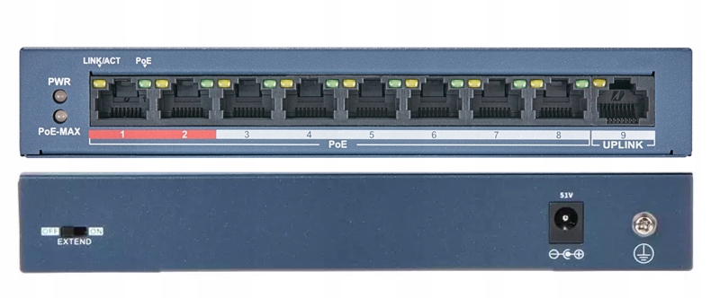 Switch PoE DS-3E0109P-E/M(B) 9-PORTOVÝ Hikvision 8x PoE