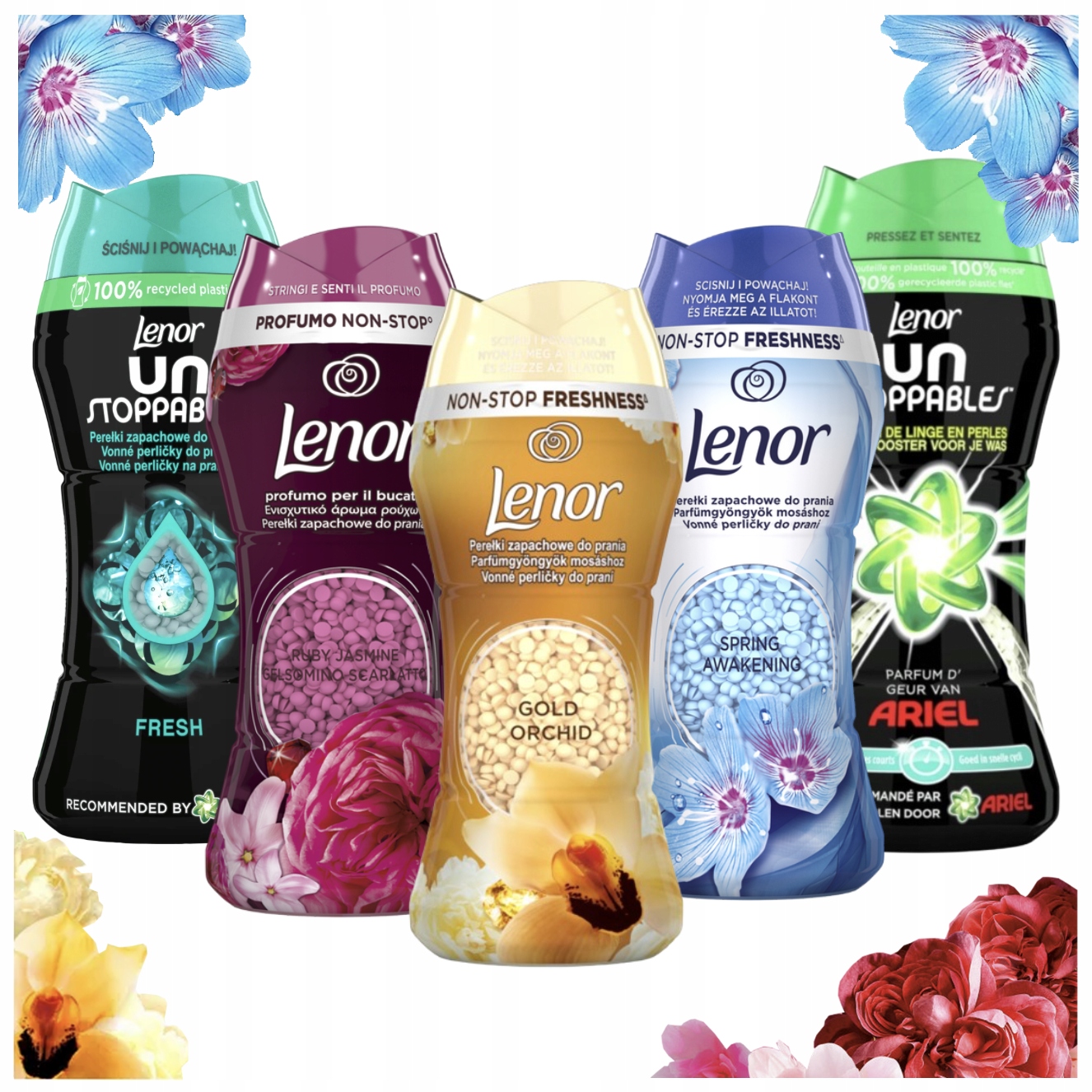 Levně Lenor Perličky vonné granule do praní Set MIX 5x 210g originální