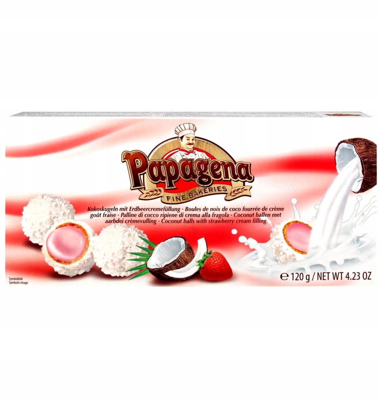 Papagena Kulki Kokosowe z Kremem Truskawkowym 120 g — 2