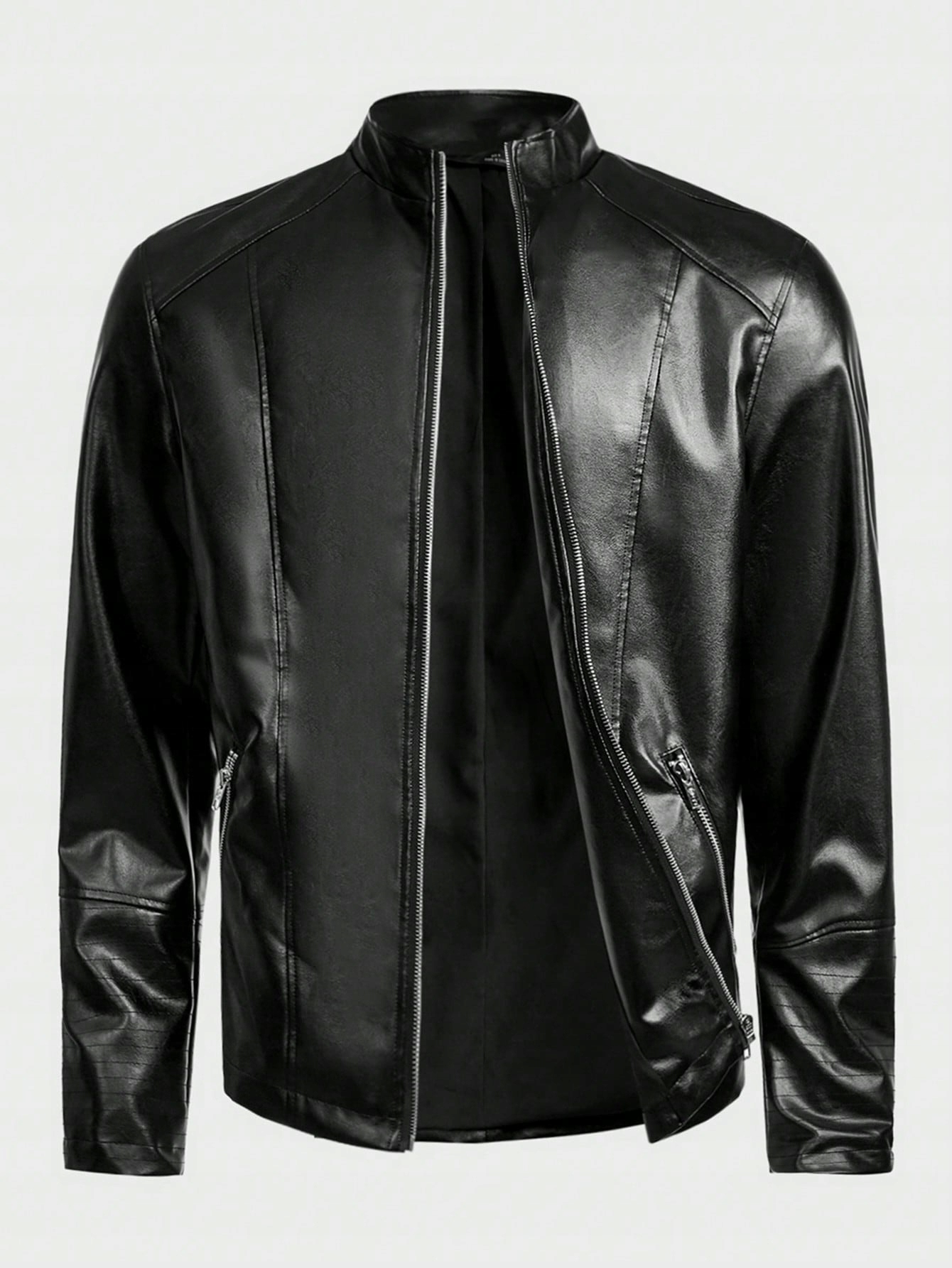 Pánská Kožená Bunda Černá Ramoneska Imitace Kůže Casual Shein L