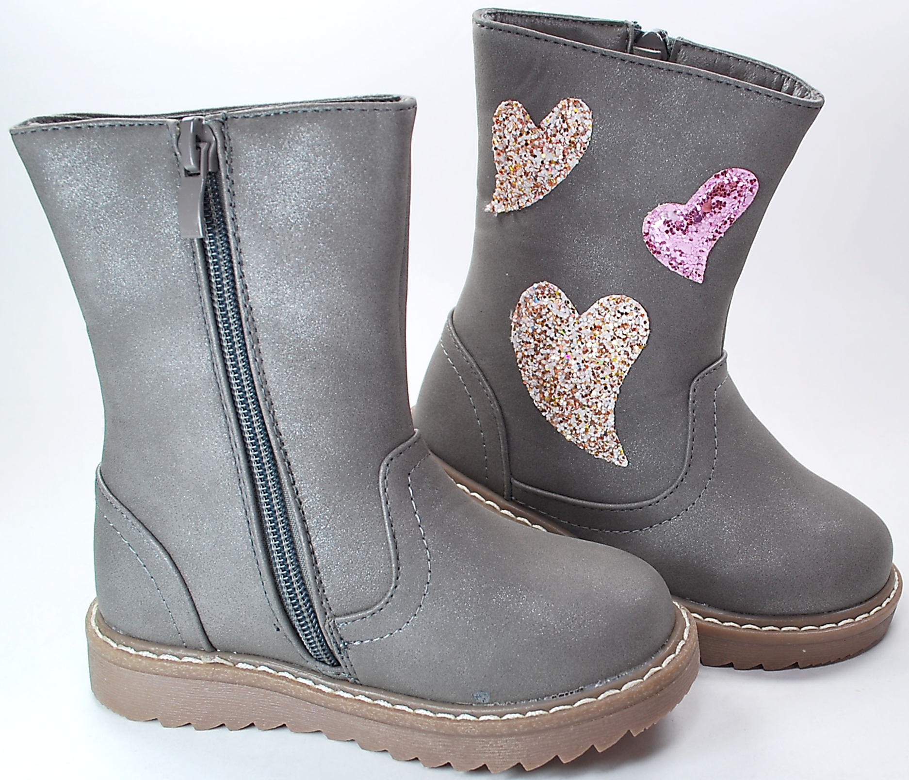 SZARE OCIEPLANE futrem BOTKI KOZAKI na zamek r 25 Płeć dziewczynki
