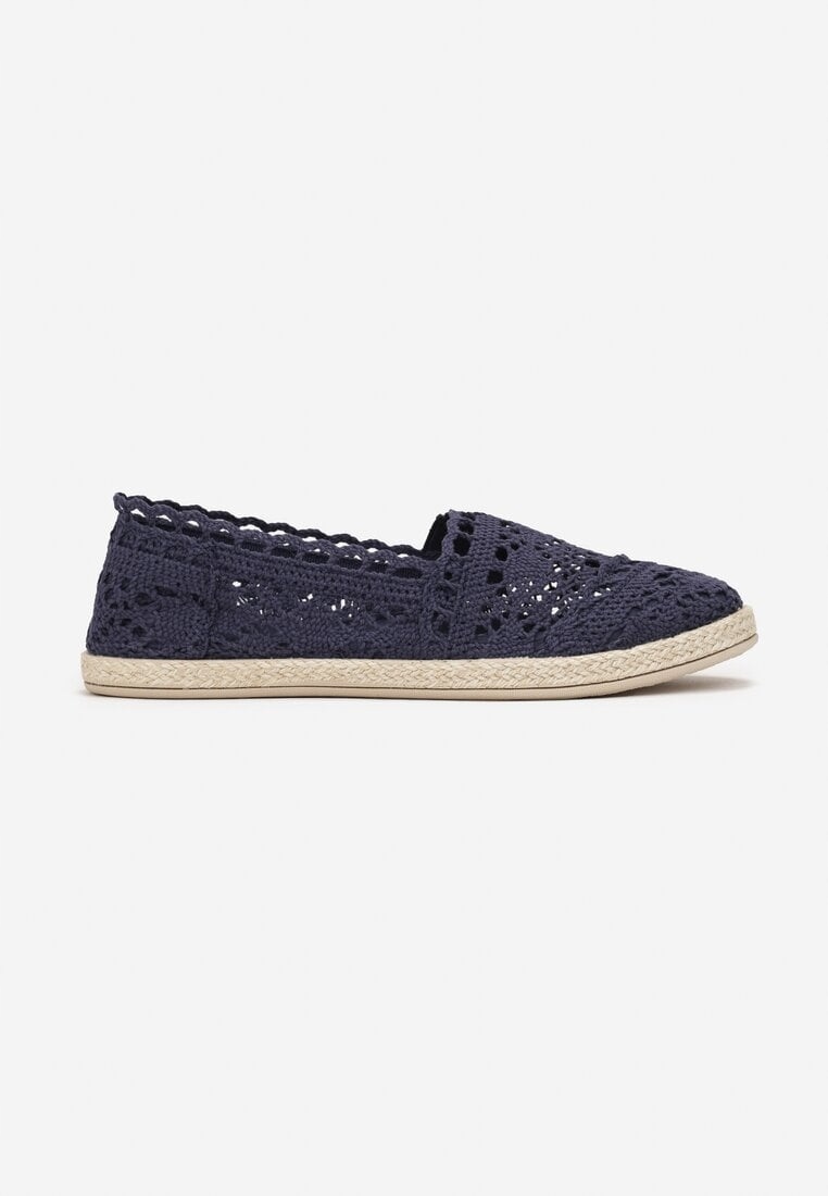 GRANATOWE KORONKOWE ESPADRYLE TRAMPKI WSUWANE 40 Model espadryle