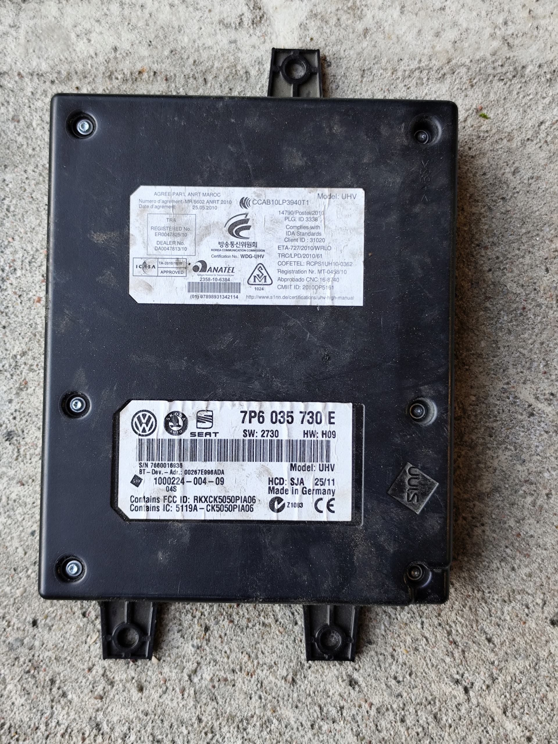 VW PASSAT VW T5 SEAT module control unit BLUETOOTH 7P6035730E