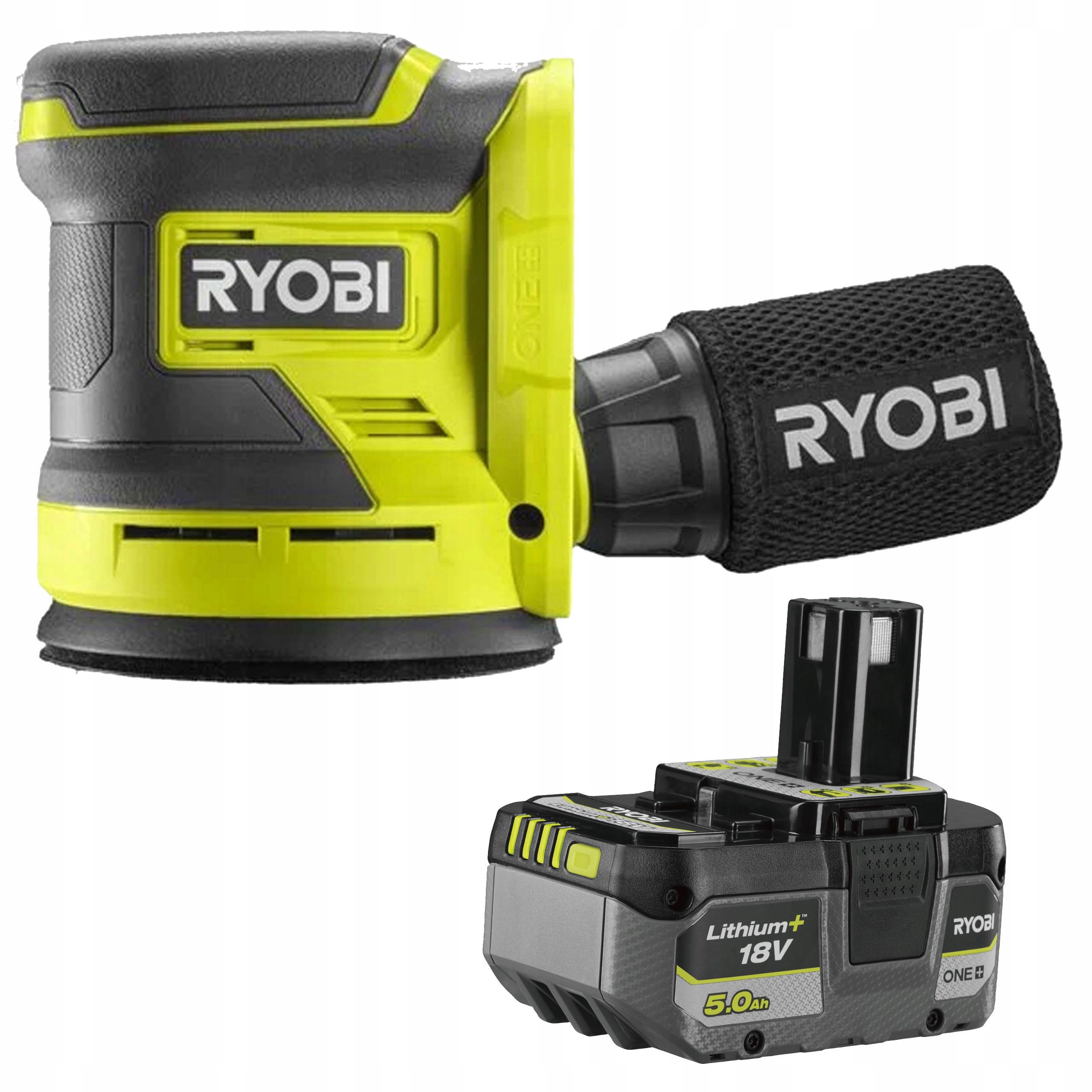 Ryobi Akumulatorowa Szlifierka Mimośrodowa 18V 125mm RROS18+Akumulator 5Ah