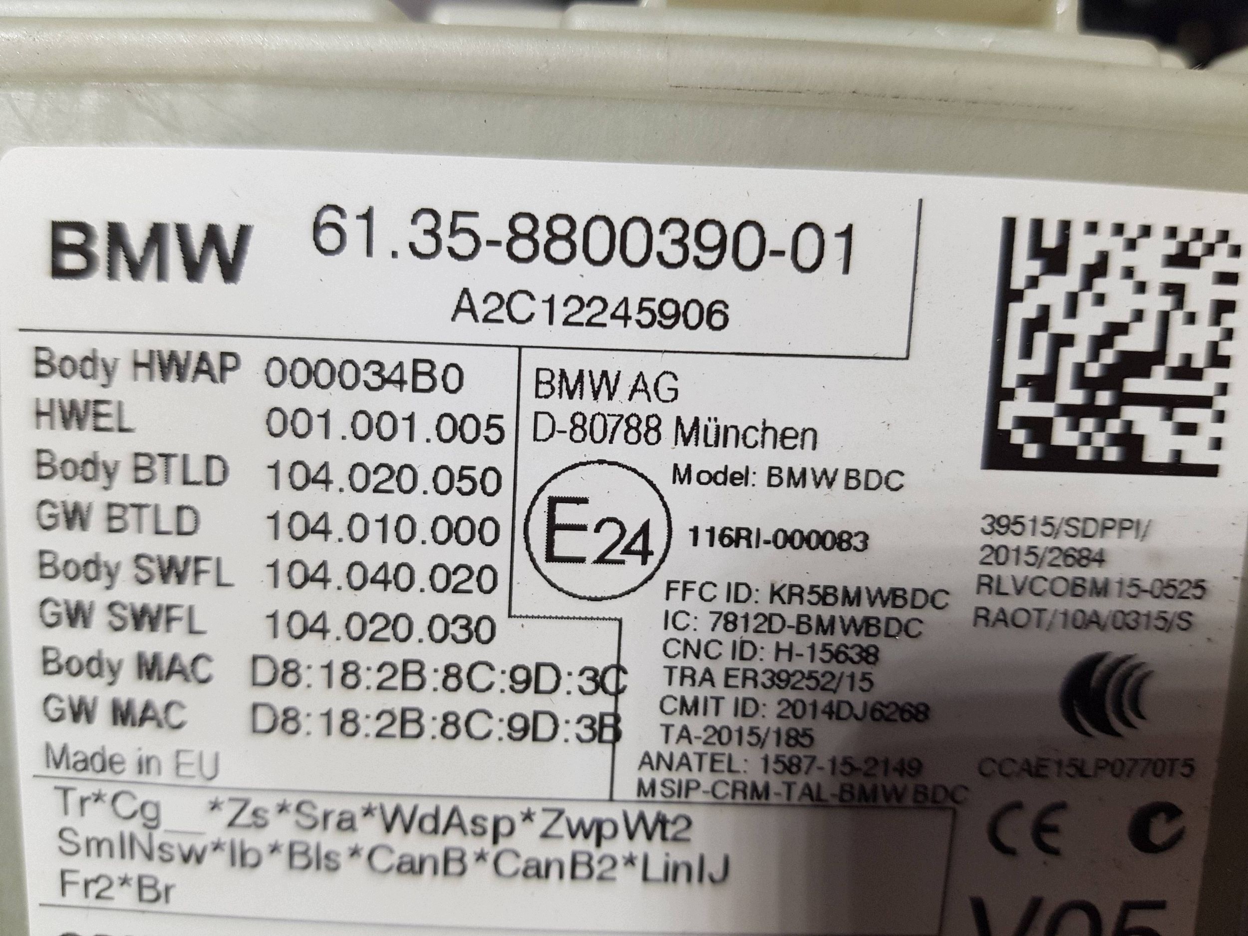 Unité commande confort Module fusibles BMW 5 G30 G31 G38 8800390