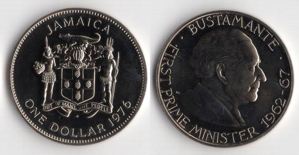 JAMAJKA 1976 1 DOLLAR WĄSKI NAPIS 