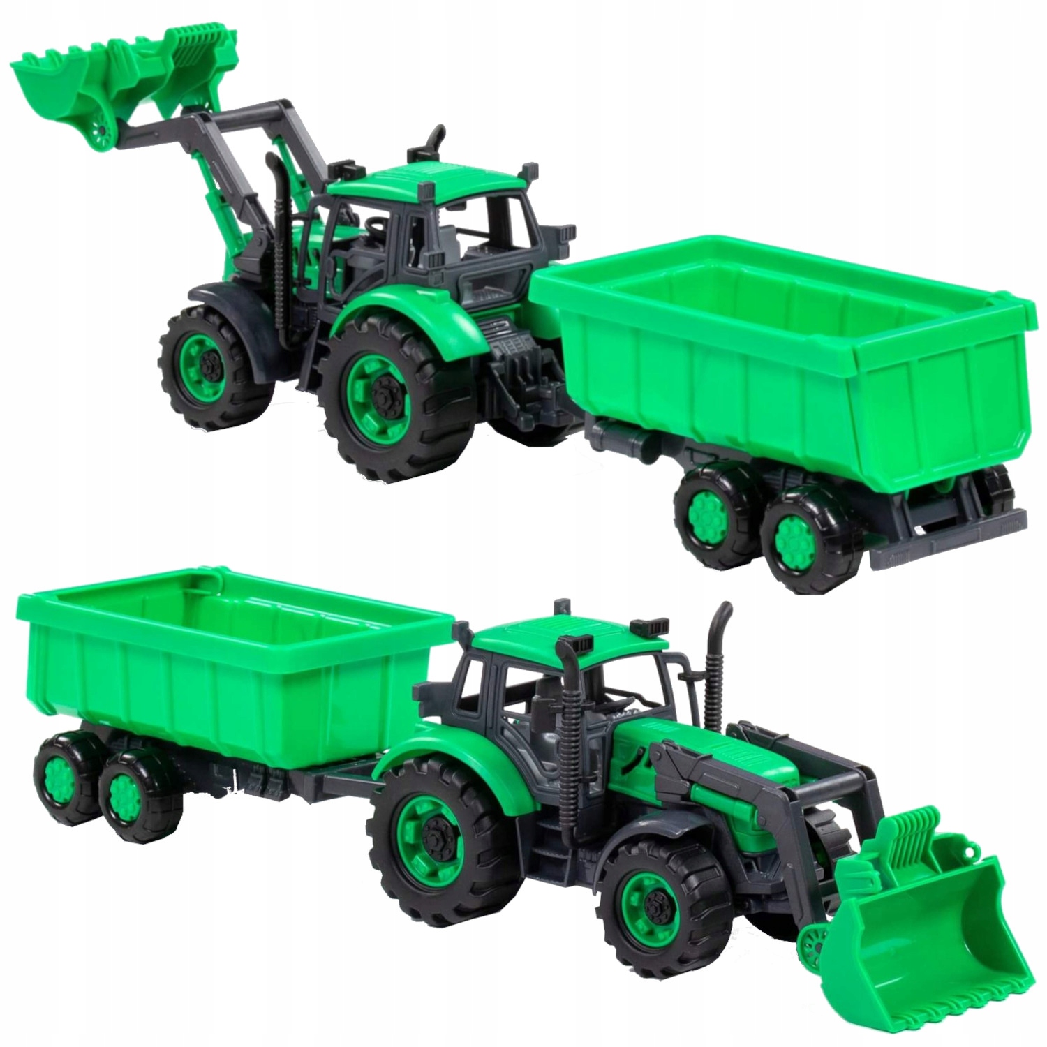 

Duży Traktor Ładowarka Z Przyczepką Progress 44cm