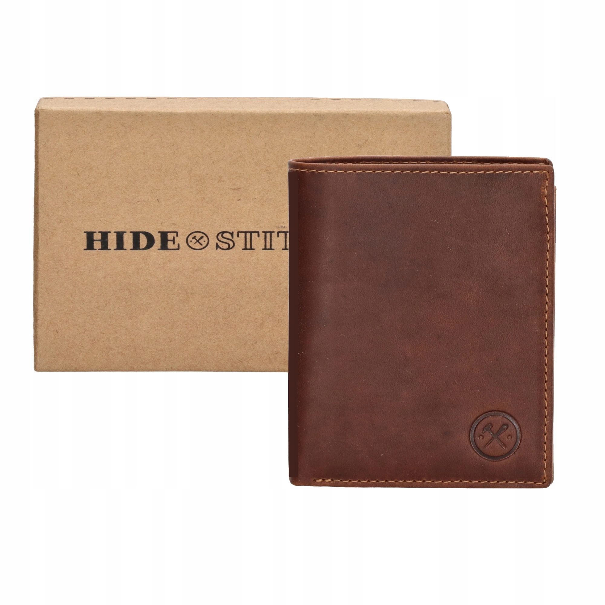 Hide & stitches Japura kožená peněženka v krabičce na výšku koňaková