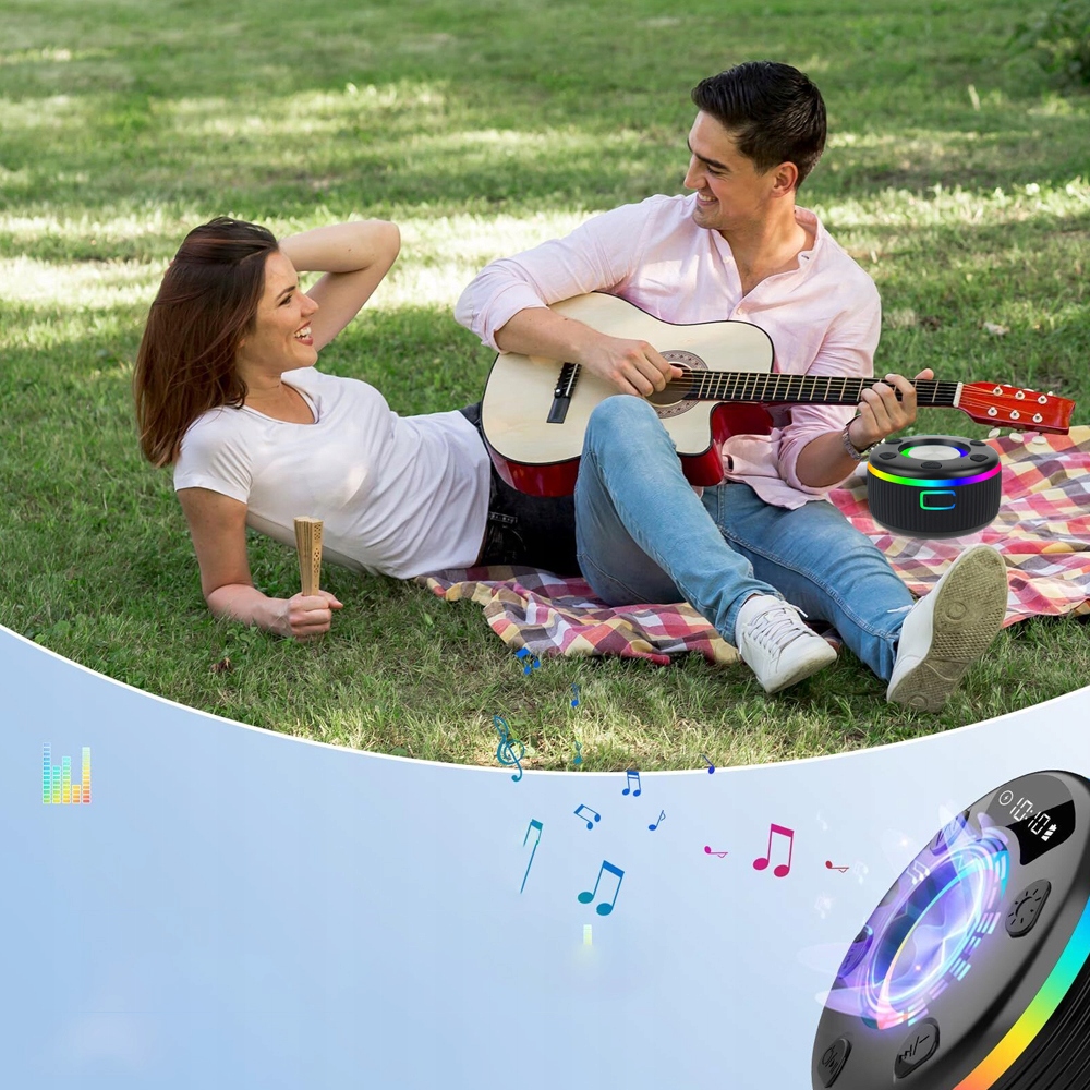 PRZENOŚNY GŁOŚNIK BLUETOOTH WODOODPORNY GŁOŚNIKI STEREO ZE OŚWIETLENIE LED Moc 10 W