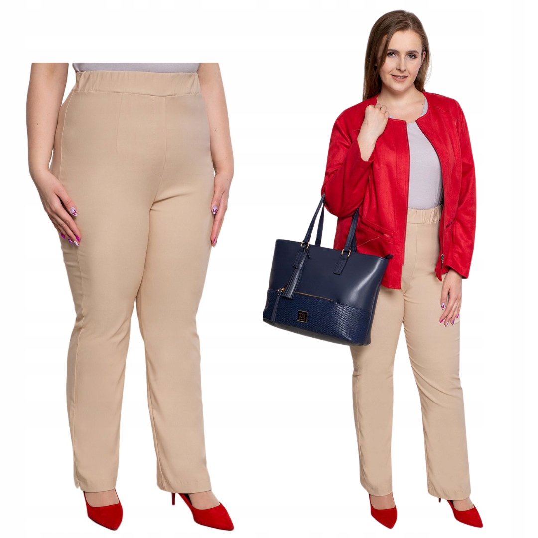 Elegantní kalhoty velmi vysokého střihu béžové 62