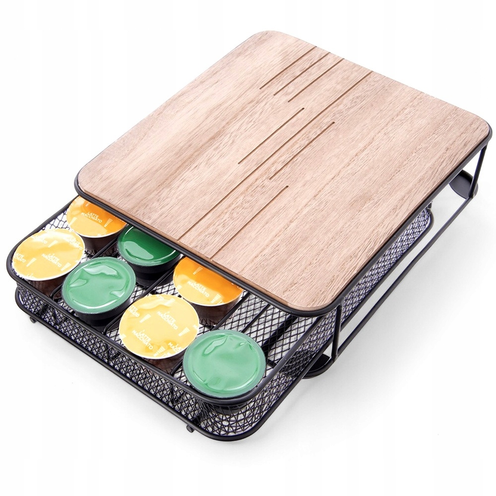 Levně Organizér na kávové kapsle kovový, černý