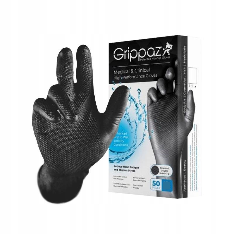 

Rękawiczki Nitrylowe Czarne Mocne Grippaz L