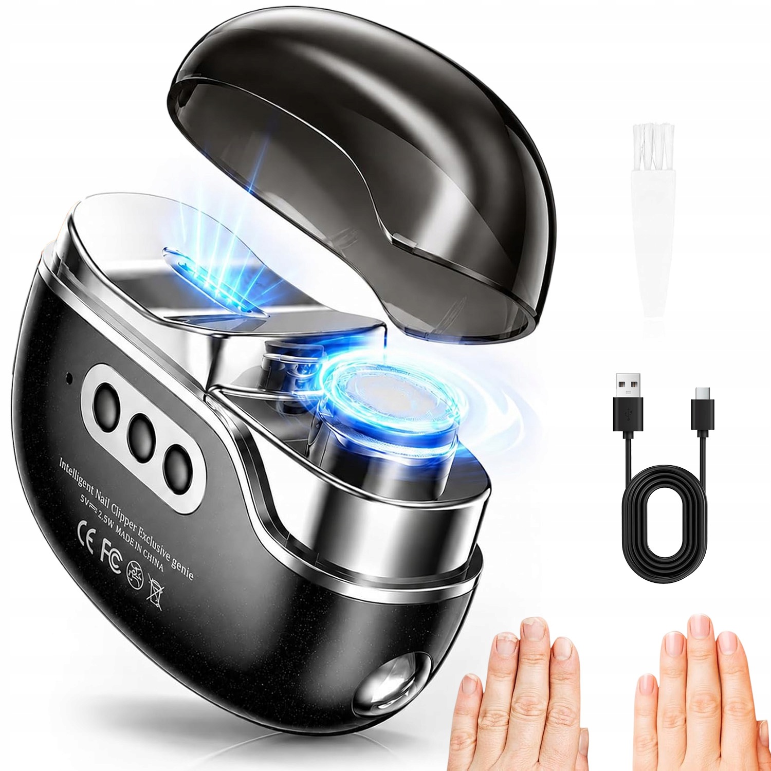 Zastřihovač Na Nehty Mini Elektrický Manikúra S Led Osvětlením