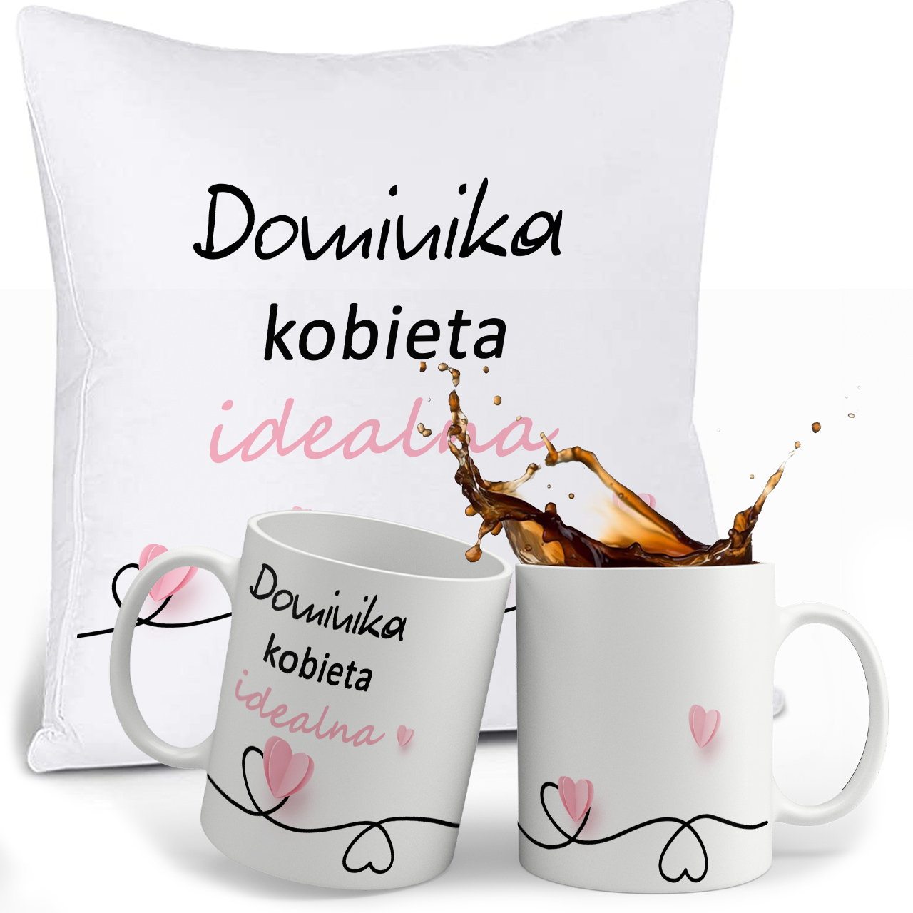 

Zestaw Dzień Kobiet Kubek Poduszka Imie