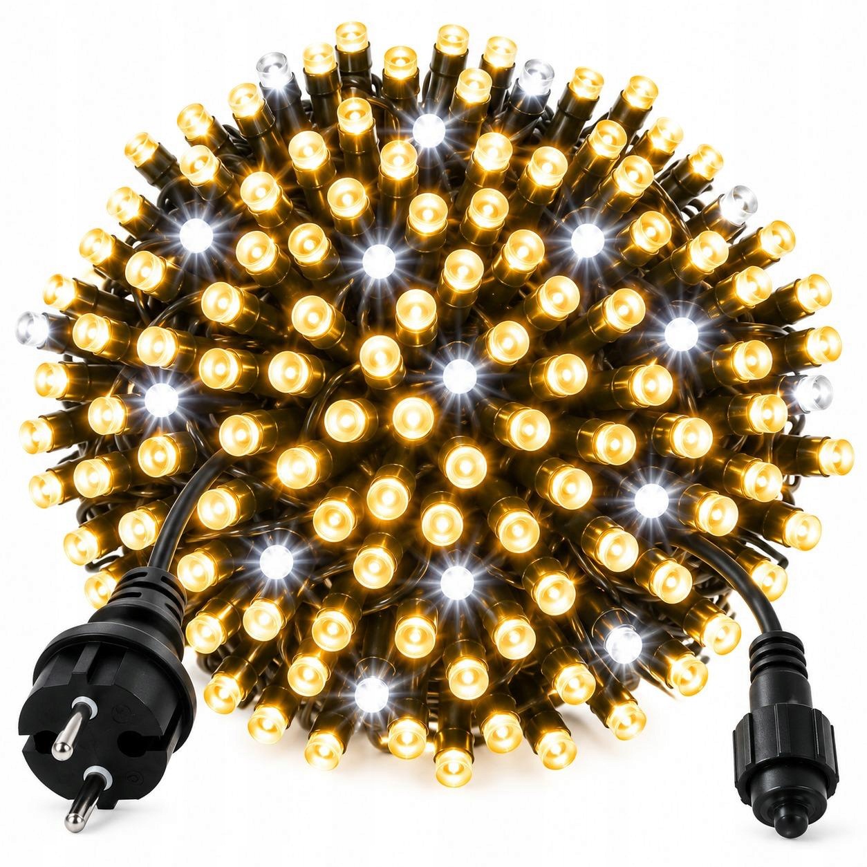 Vánoční osvětlení na stromeček 1000 Led 70 M teplá bílá bílý Flash zelený kabel IP44