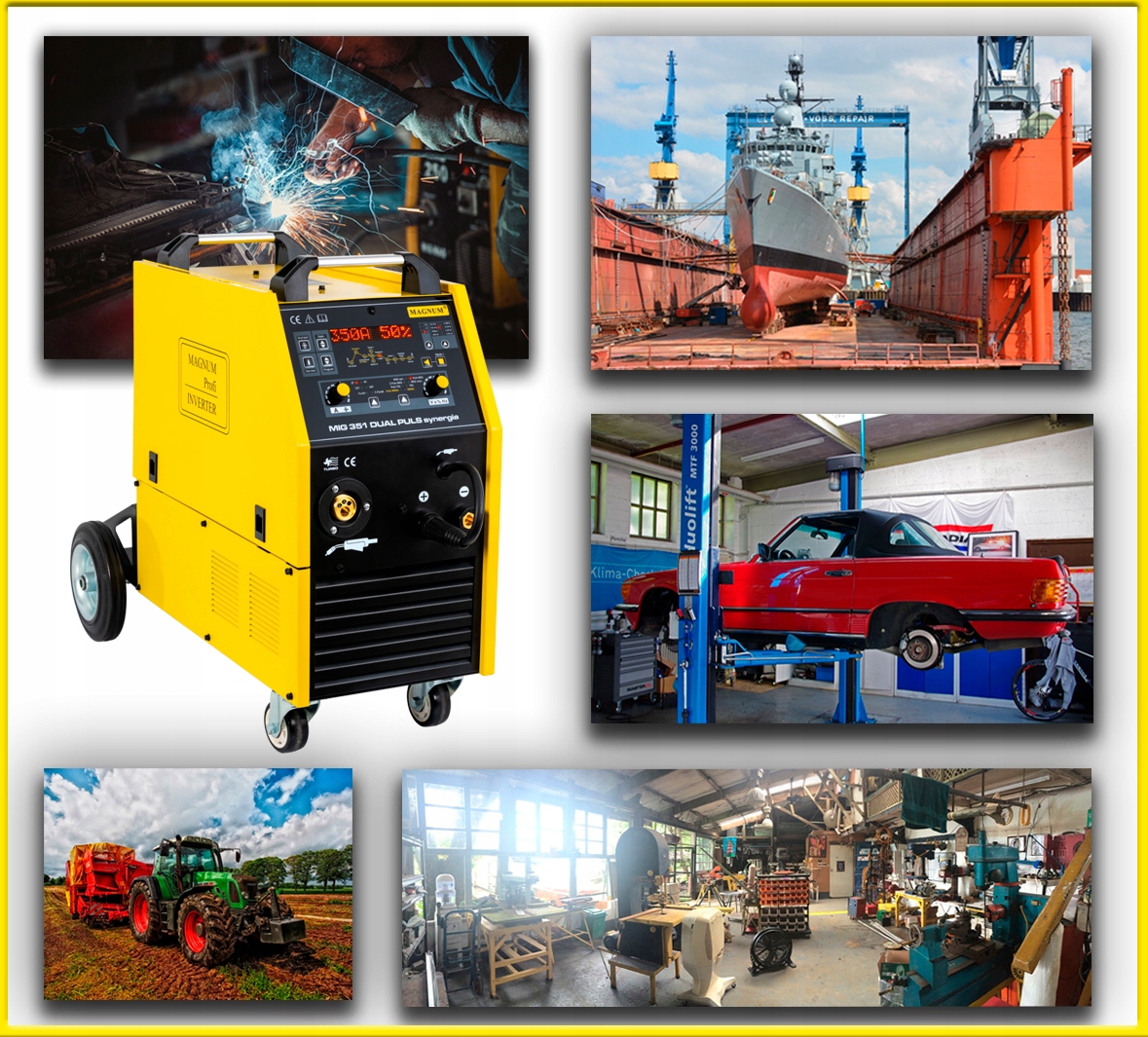 SPAWARKA MIGOMAT MAGNUM MIG 351 DUAL PULS SYNERGIA IGBT 350A 400V SPOT 4X4 Zakres spawania 50-350 A