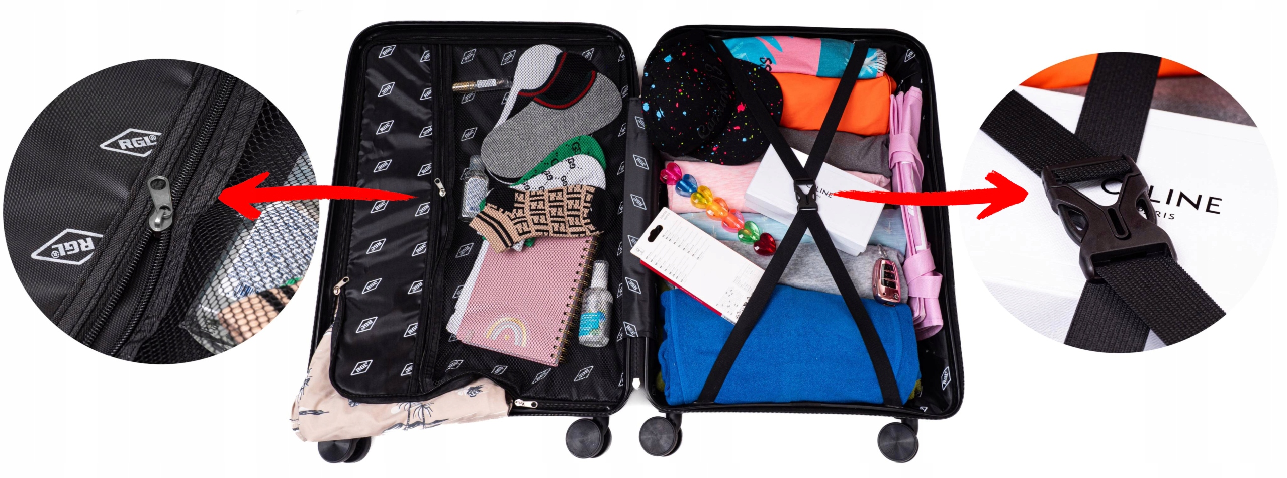 WALIZKA MAŁA NIEZNISZCZALNA KABINOWA RGL 4 PODWÓJNE KÓŁKA POLIPROPYLEN Materiał dominujący polipropylen