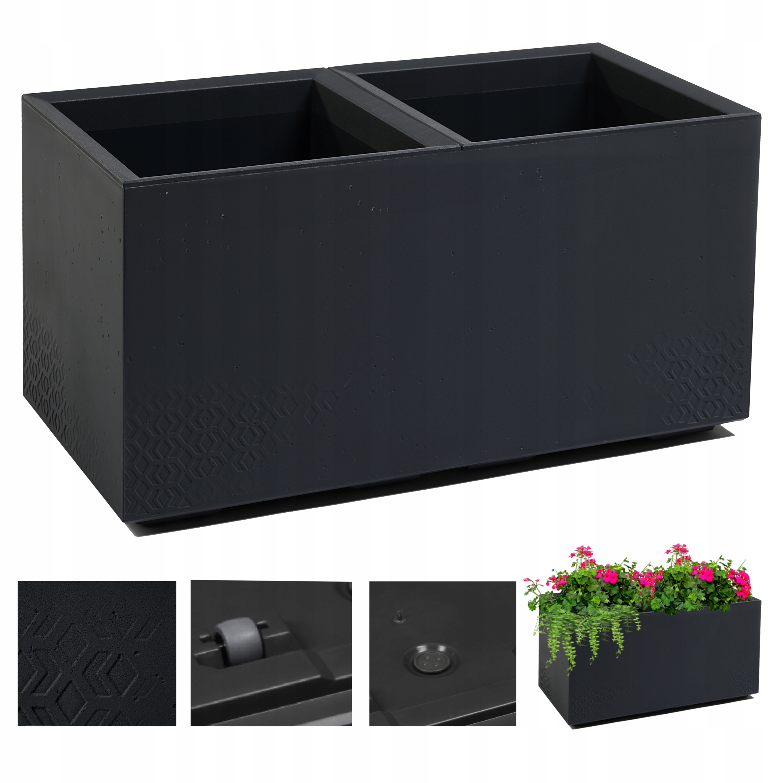 Skrzynia na kółkach Karo Eco Recycled 80x40 Czarny