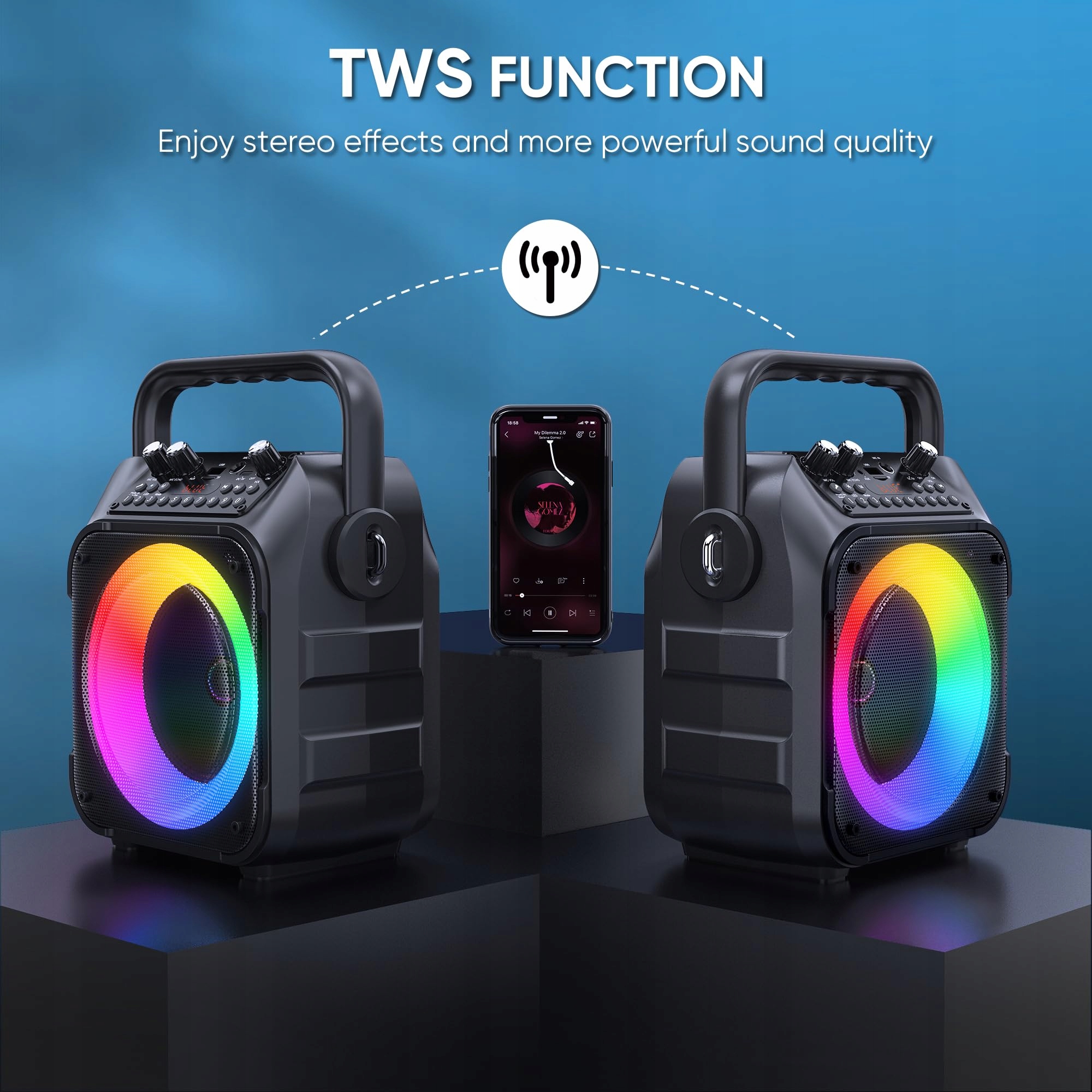 SINGINGMATE Przenośny Głośnik Bluetooth Karaoke Z Mikrofonami LED — miniatura 3