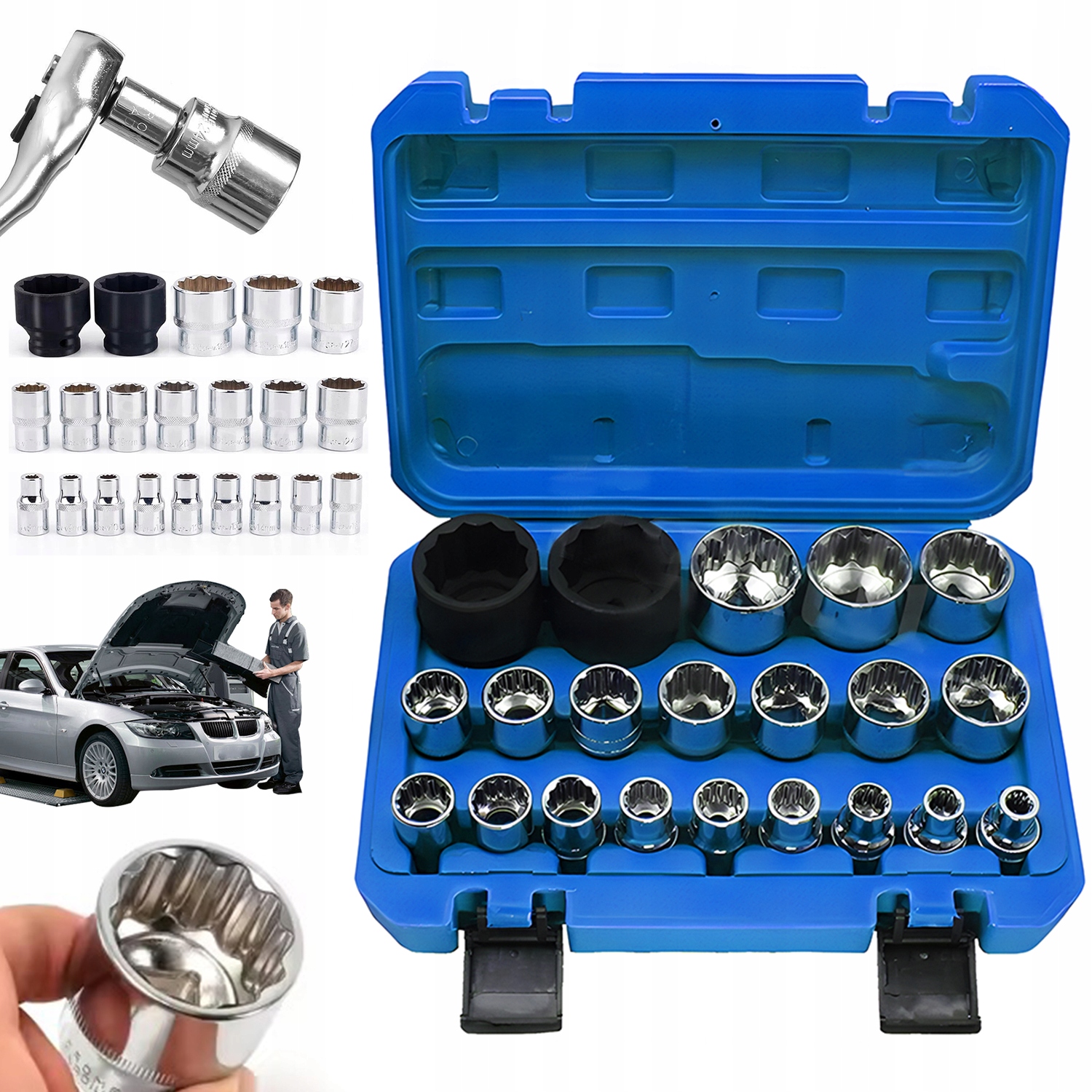 Nástavce 21 Kusů 1/2 8-36 MM Pro Auto A Diy Projekty S Krabičkou