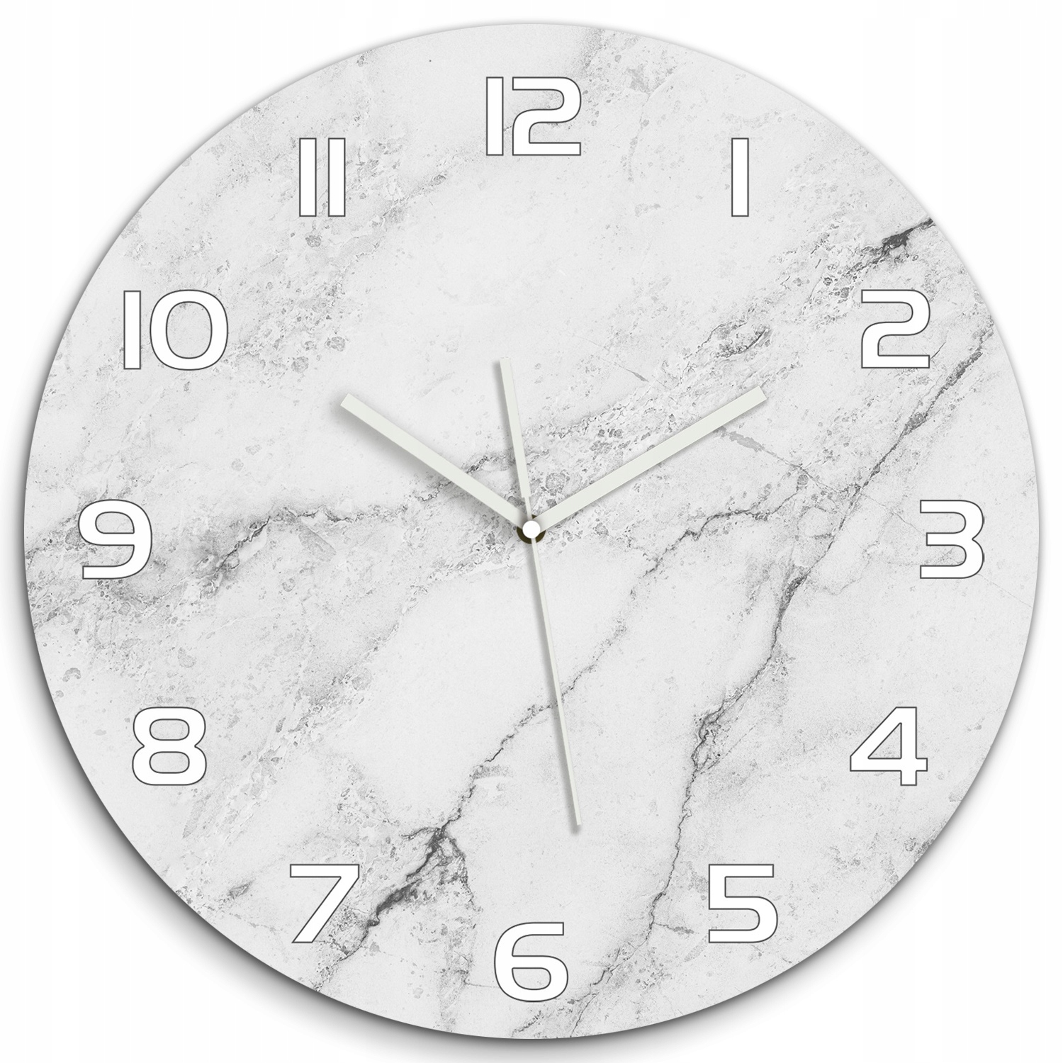 

Duży okrągły szklany zegar ścienny Marmur fi 60 cm