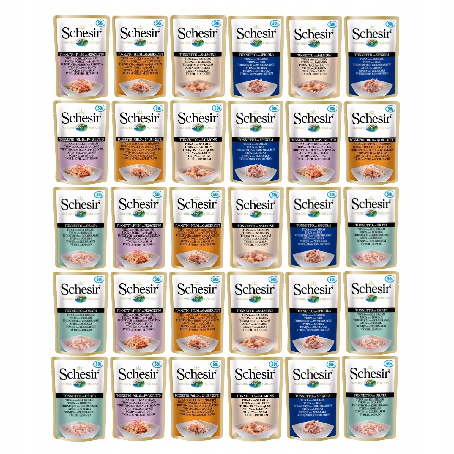 Schesir Mokra Karma Pokarm Dla Kota Kotów MIX Smaków Saszetki 30x50g