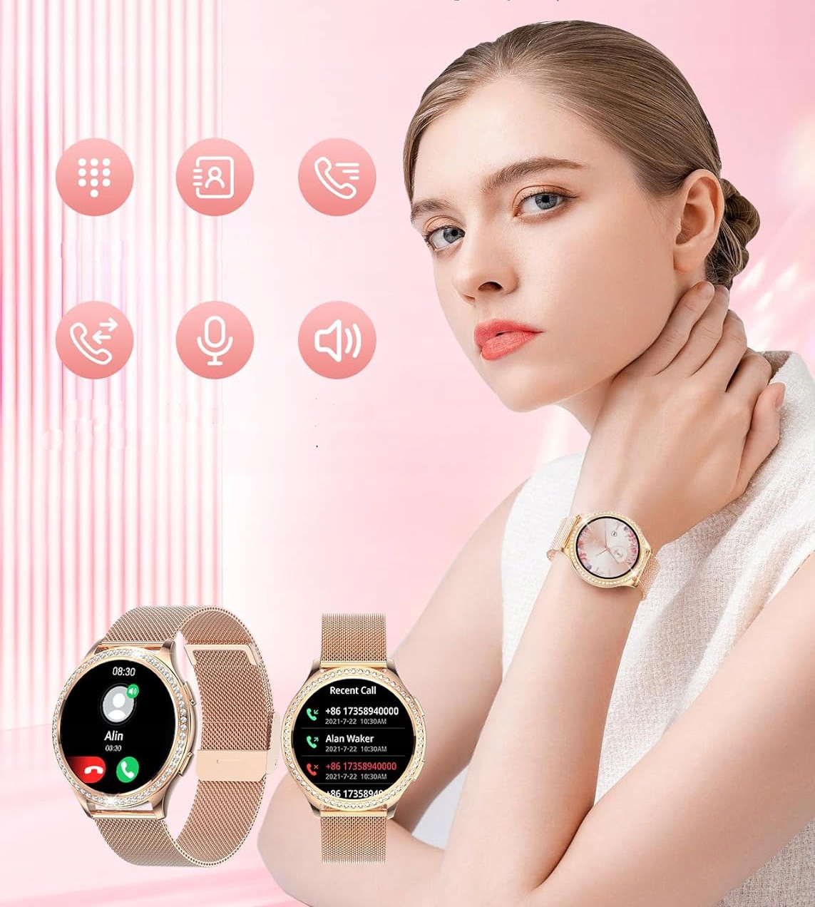 SMARTWATCH DAMSKI ZEGAREK POLSKIE MENU SPORT ZDROWIE ROZMOWY PL Komunikacja Bluetooth