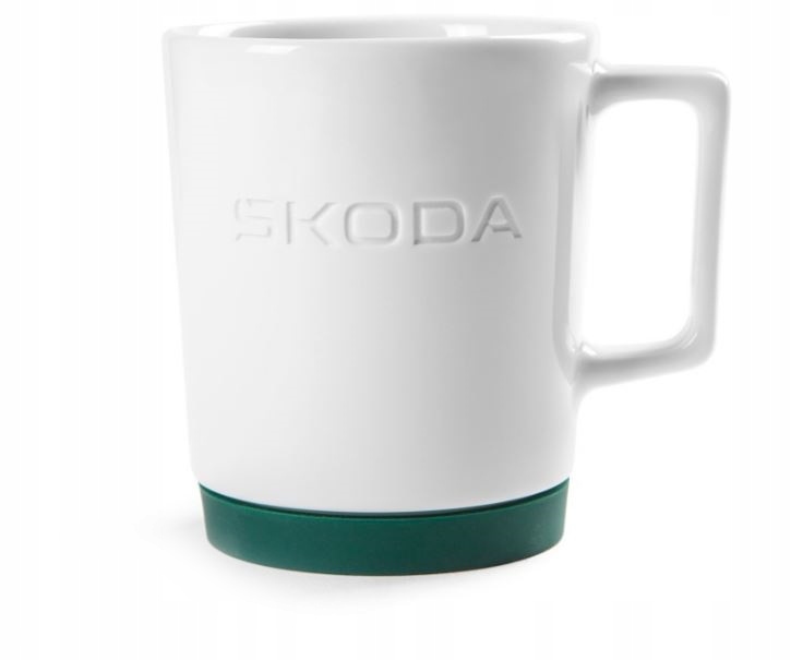 

Biały Kubek Skoda Z Silikonową Podkładką 350ML