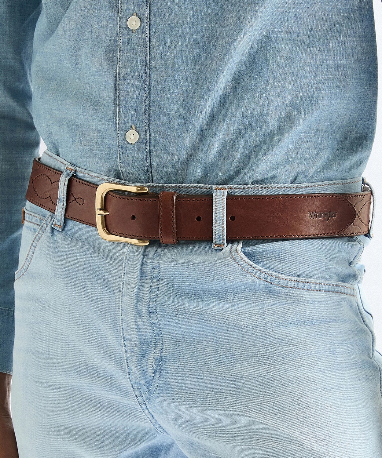 Pásek Wrangler Western Stitch Belt 112378835 Dark Brown 90