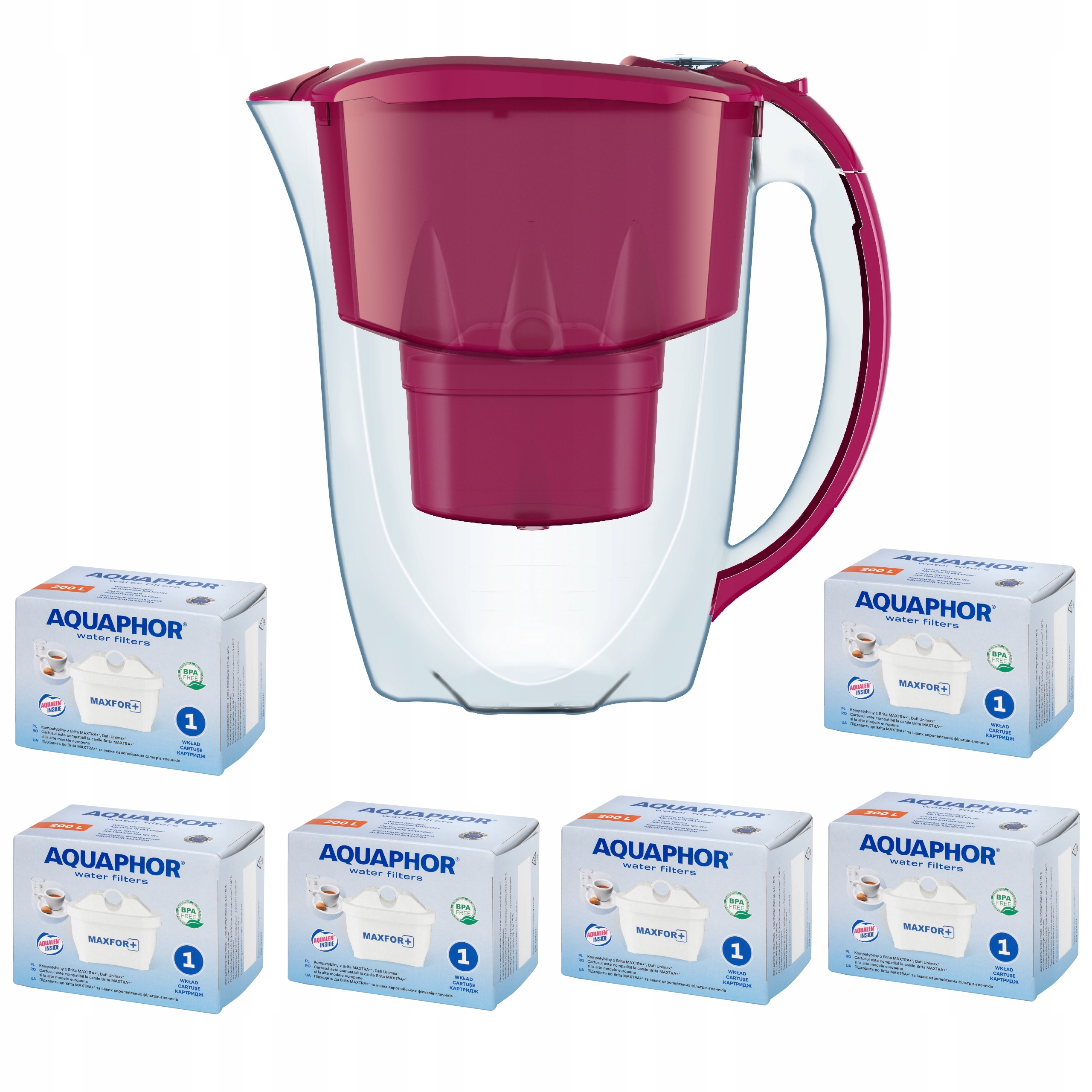

Aquaphor dzbanek filtrujący wiśniowy 6 wkładów